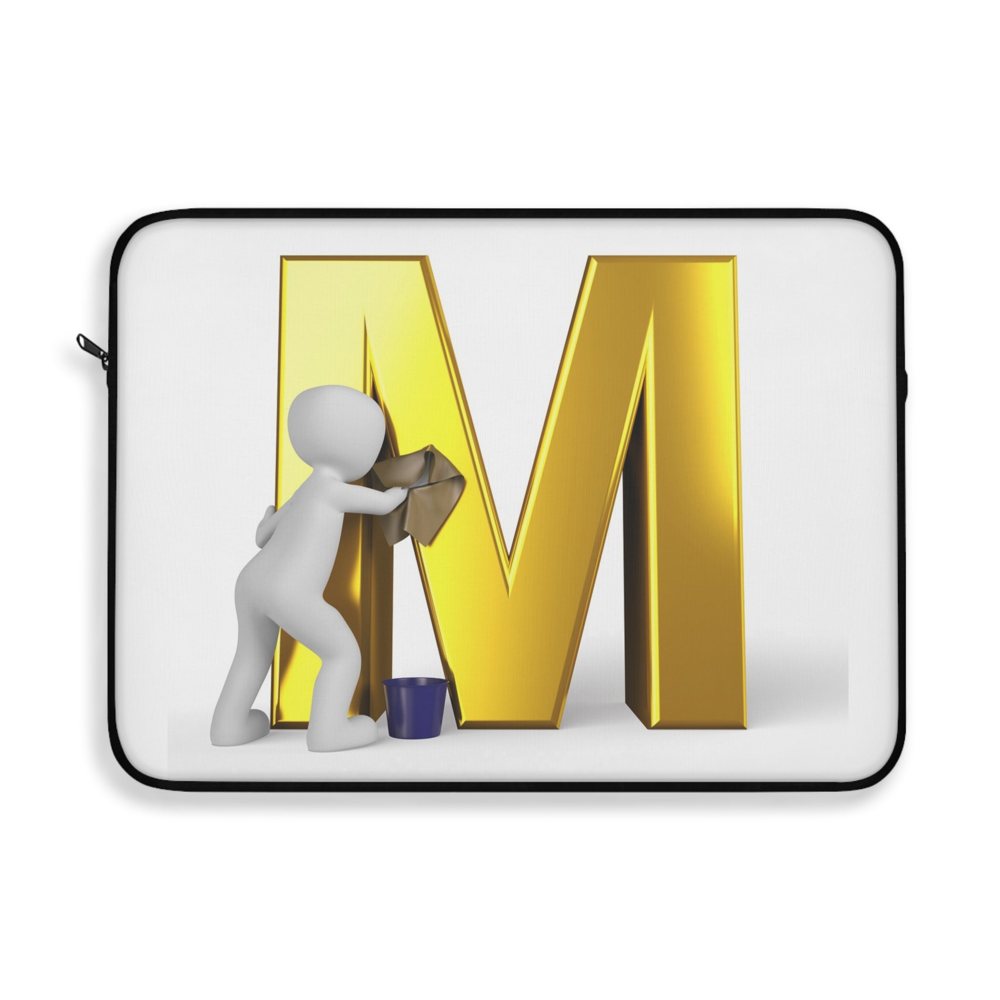 Gold Letter M Cleaning Laptop Sleeve | Monogram Initial M