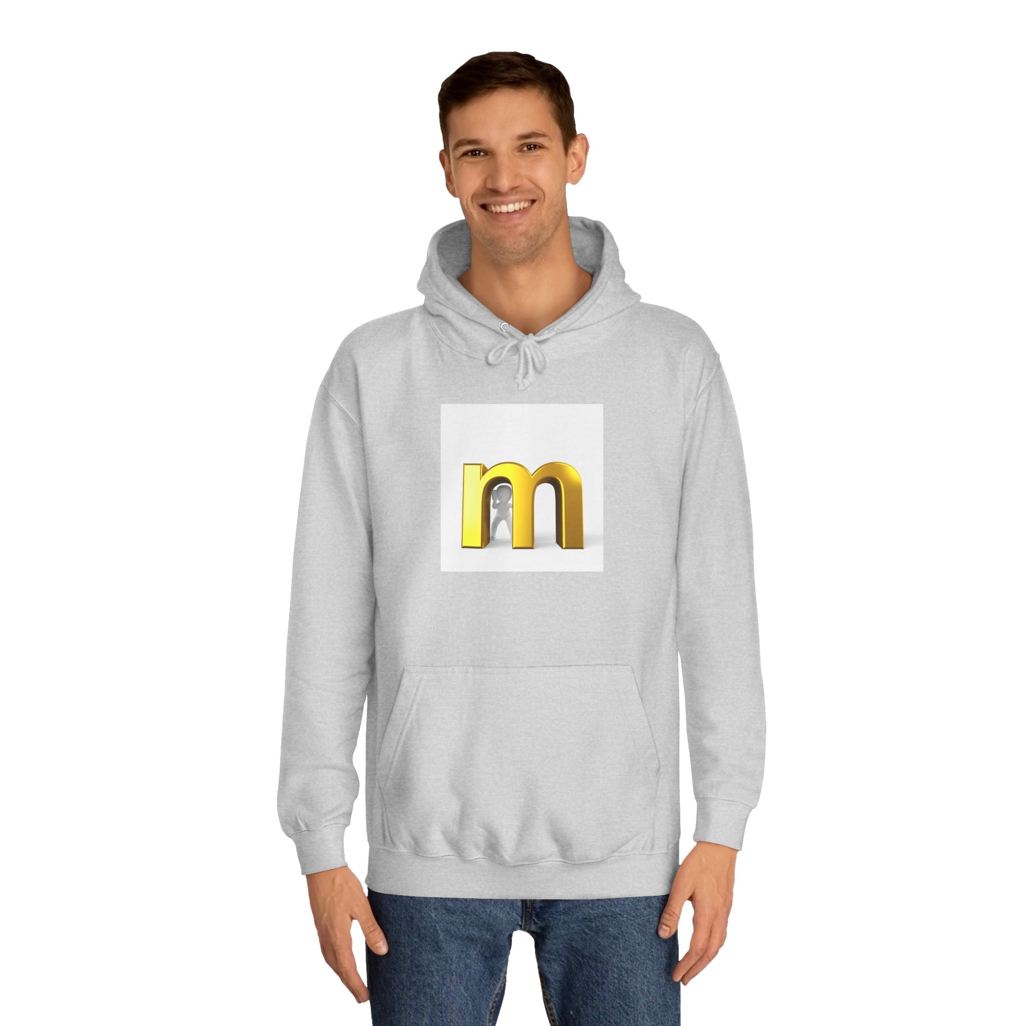 Gold 3D Letter M Hoodie | Minimal Initial Logo