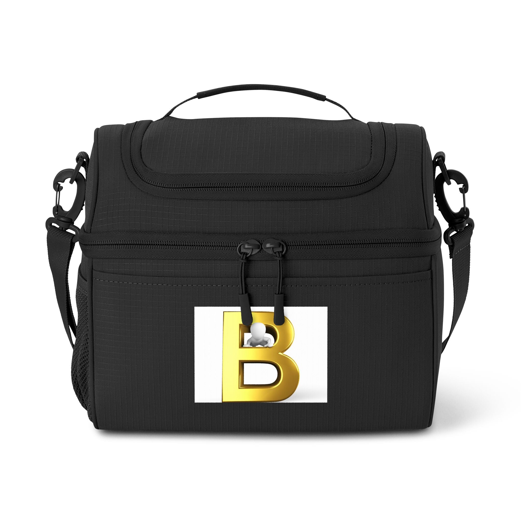 Gold Letter B Cooler Bag | Insulated Lunch Tote, Monogram Initial