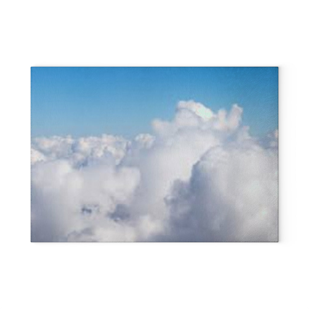 Fluffy Clouds Sky Glass Cutting Board | Airy Cloudscape Kitchen Decor