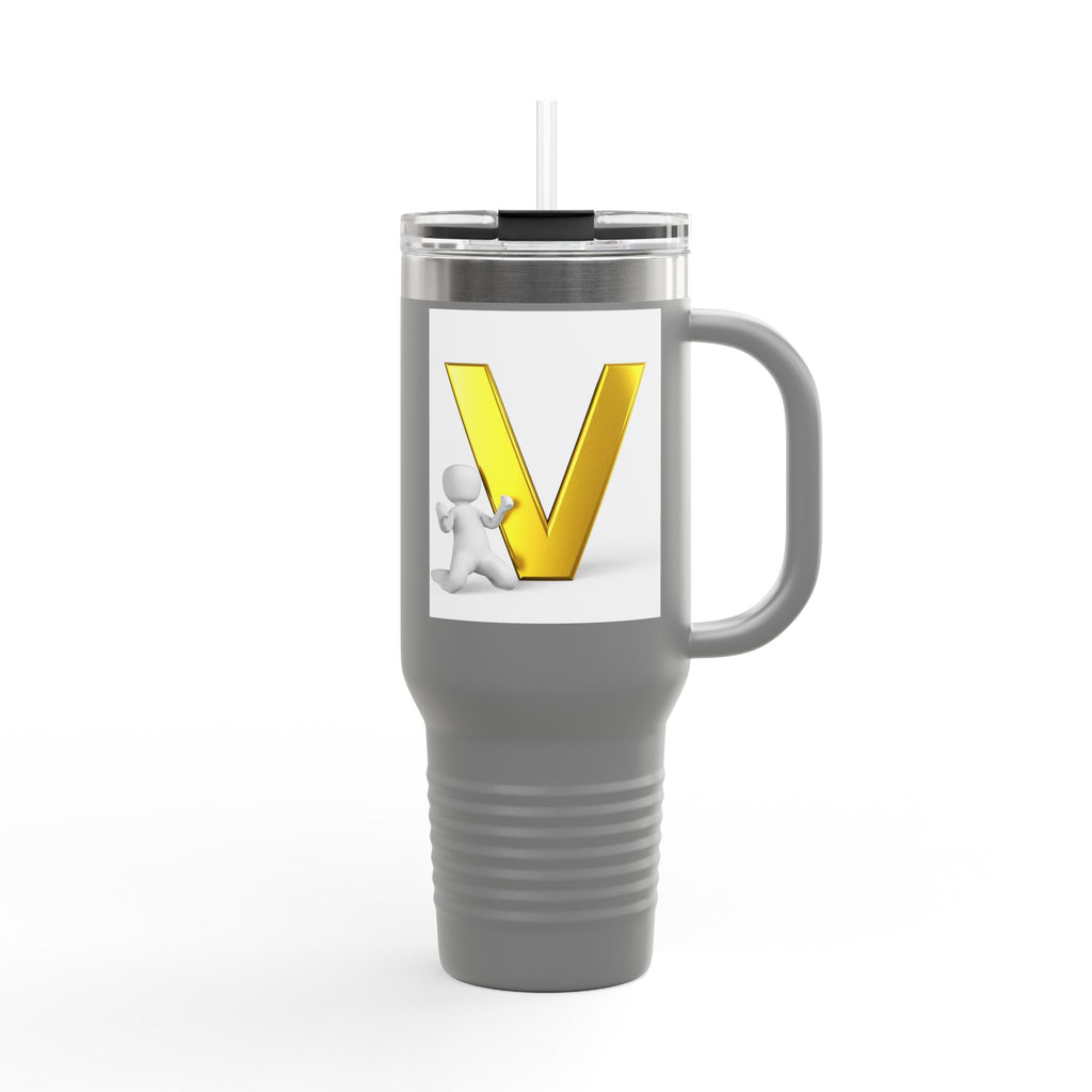 3D Letter V Design Travel Mug | 40oz Insulated Tumbler