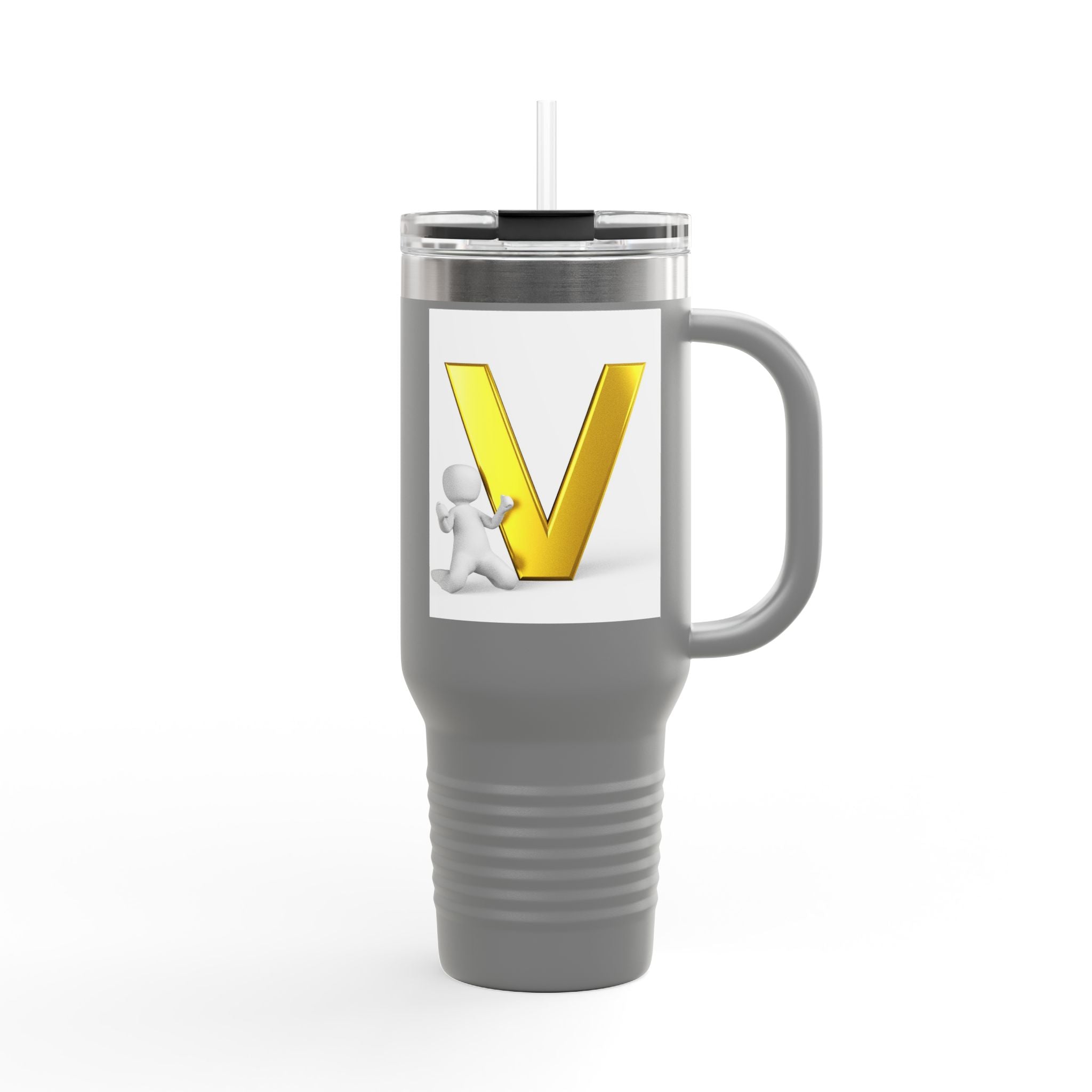 3D Letter V Design Travel Mug | 40oz Insulated Tumbler