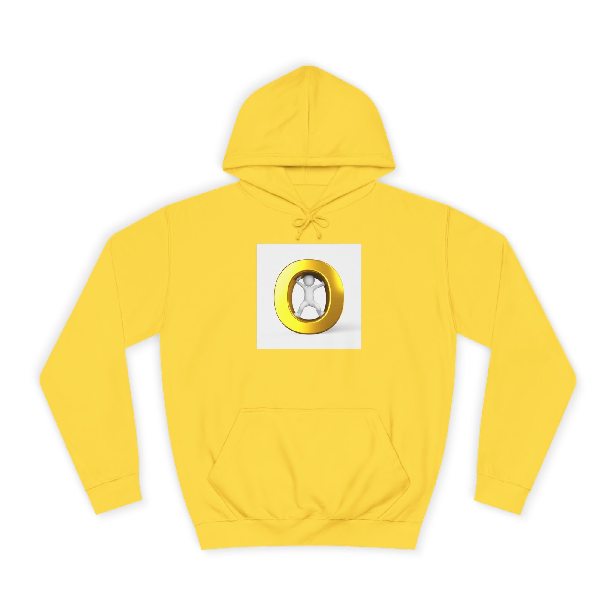 Gold Letter O with Abstract Figure Hoodie | Minimal Graphic Sweatshirt