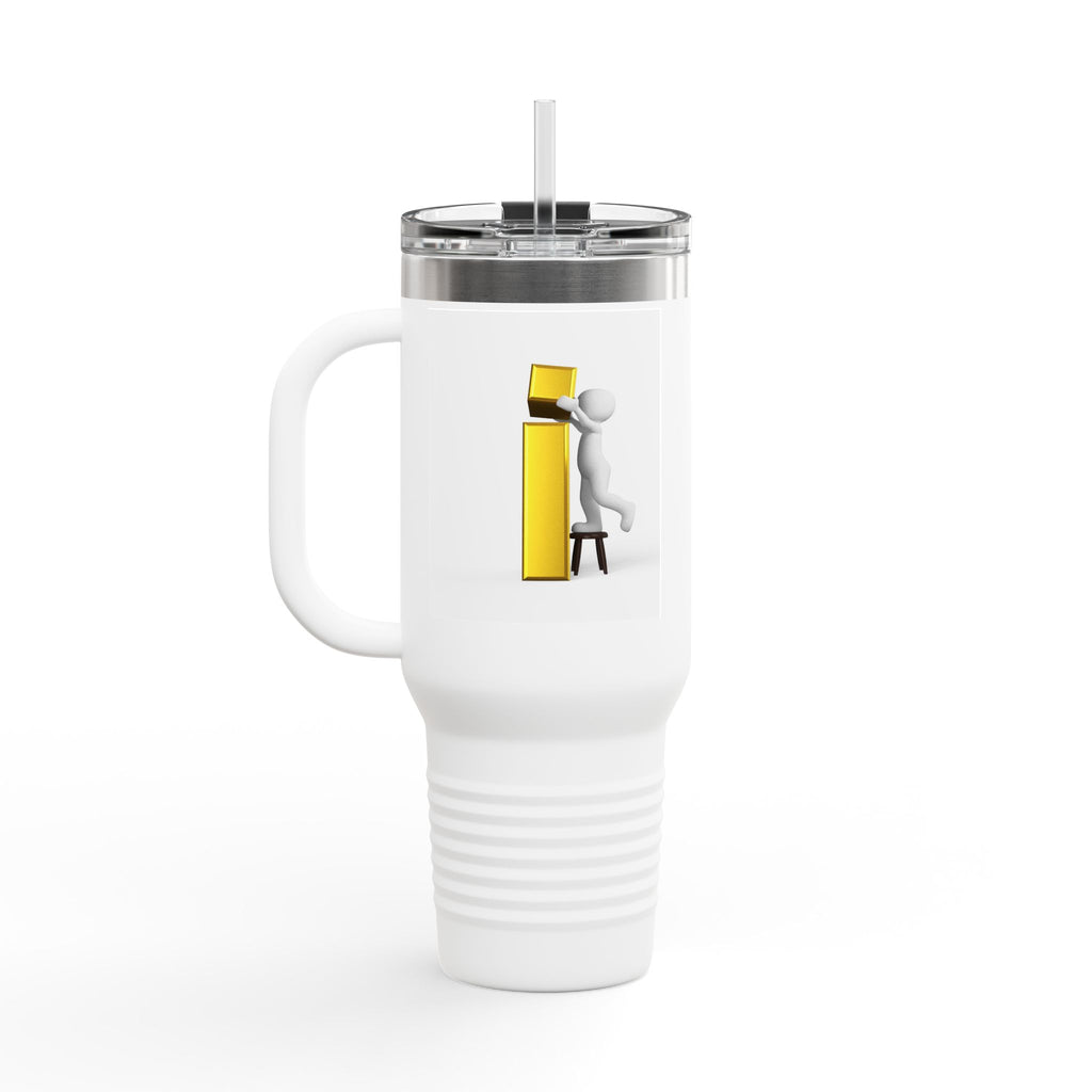 3D Figure building Yellow Letter i Travel Mug | 40oz Insulated Tumbler