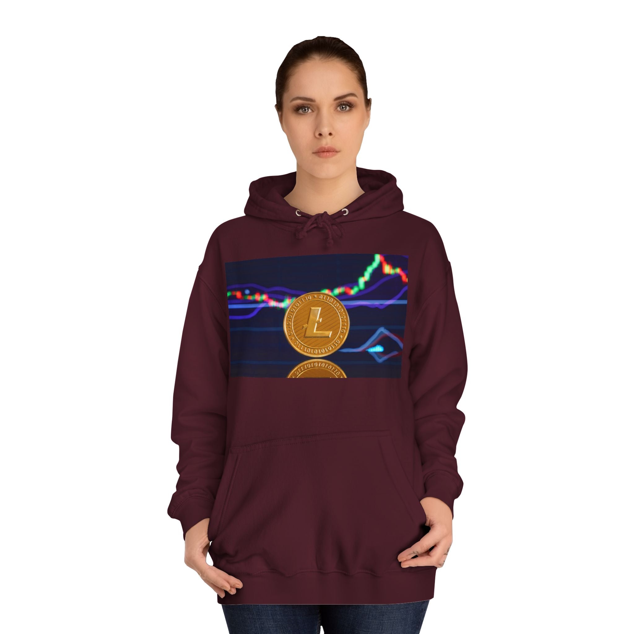 Litecoin Coin Graphic Hoodie | Crypto Chart Design, Digital Currency Apparel