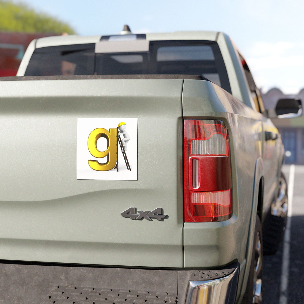 Yellow Letter G Construction Worker Car Magnet
