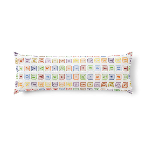 Traversin à motif de blocs de lettres de l'alphabet | Blocs de lettres pour chambre de bébé.