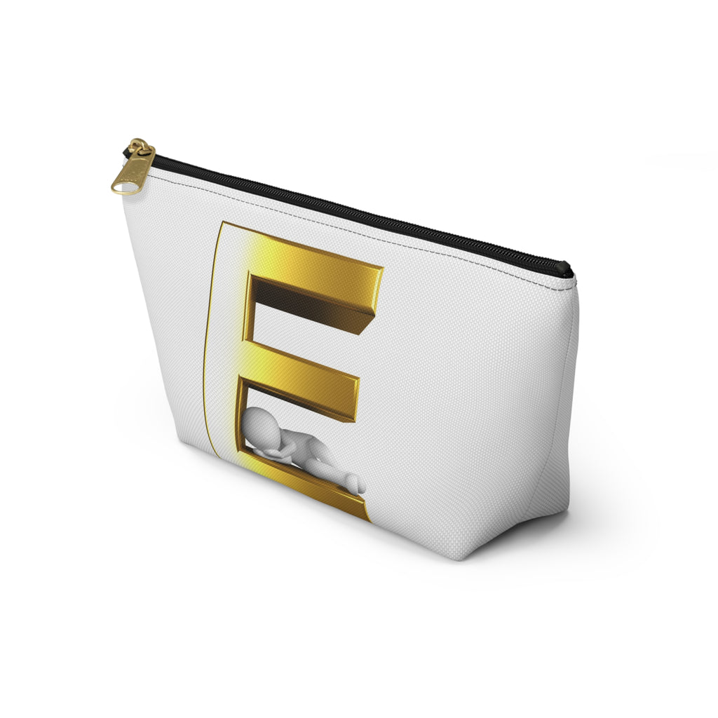 Golden Letter E with Sleeping Baby Accessory Pouch