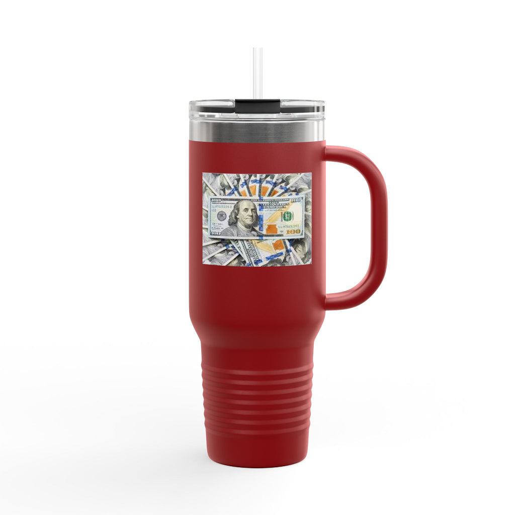 Stacked Hundred Dollar Bills Insulated Travel Mug | 40oz