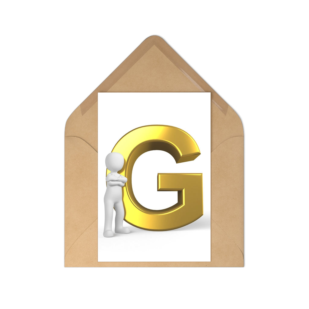 Gold Letter G Postcards, 7 Pack | Alphabet Initial Stationery