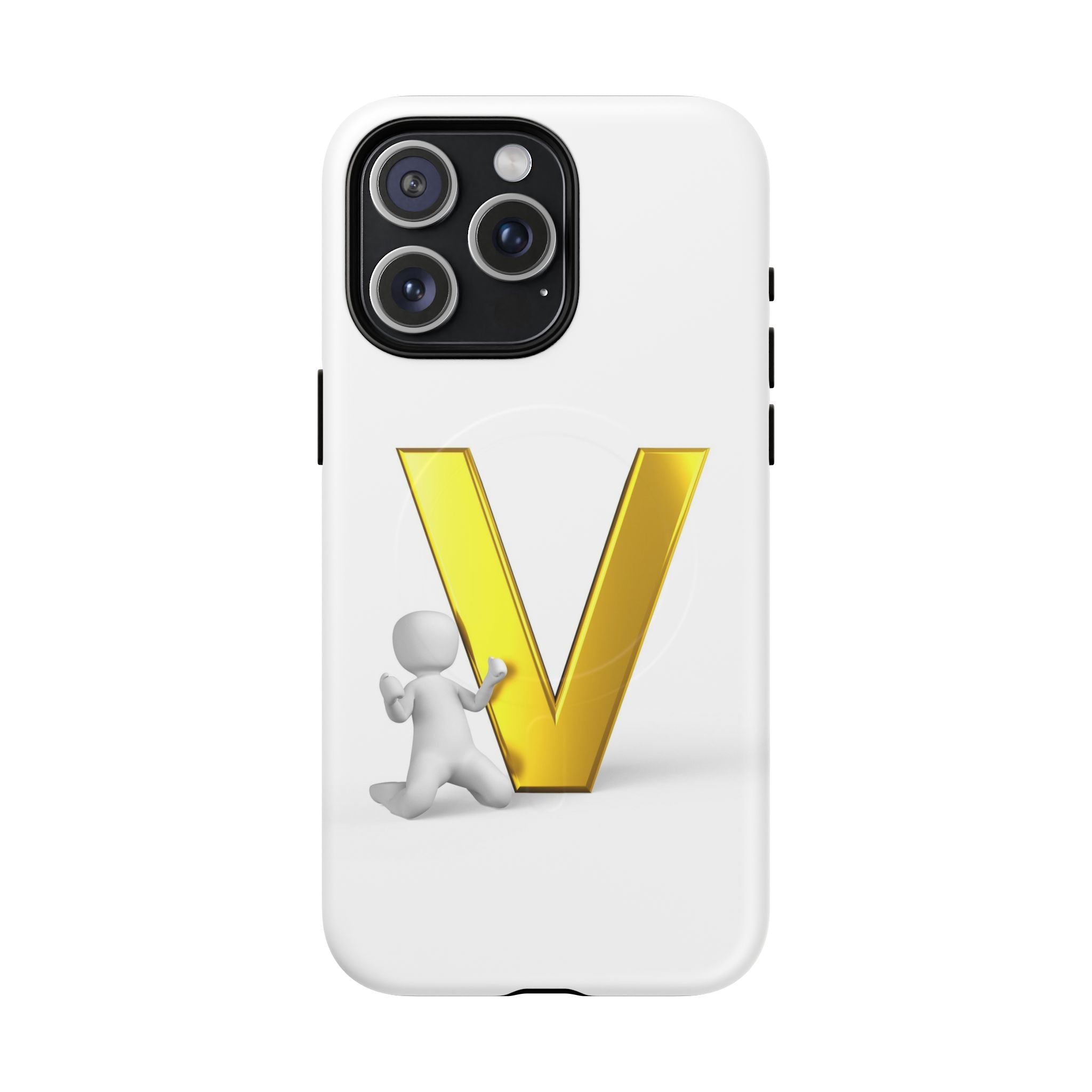 Coque de téléphone à monogramme lettre V dorée | Coque magnétique résistante