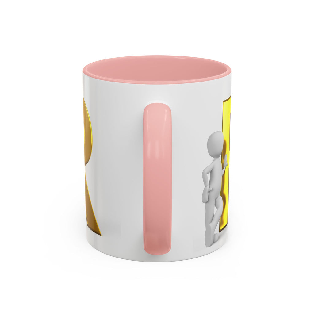 Gold Letter R with 3D Figure Accent Coffee Mug | Monogram Initial Mug