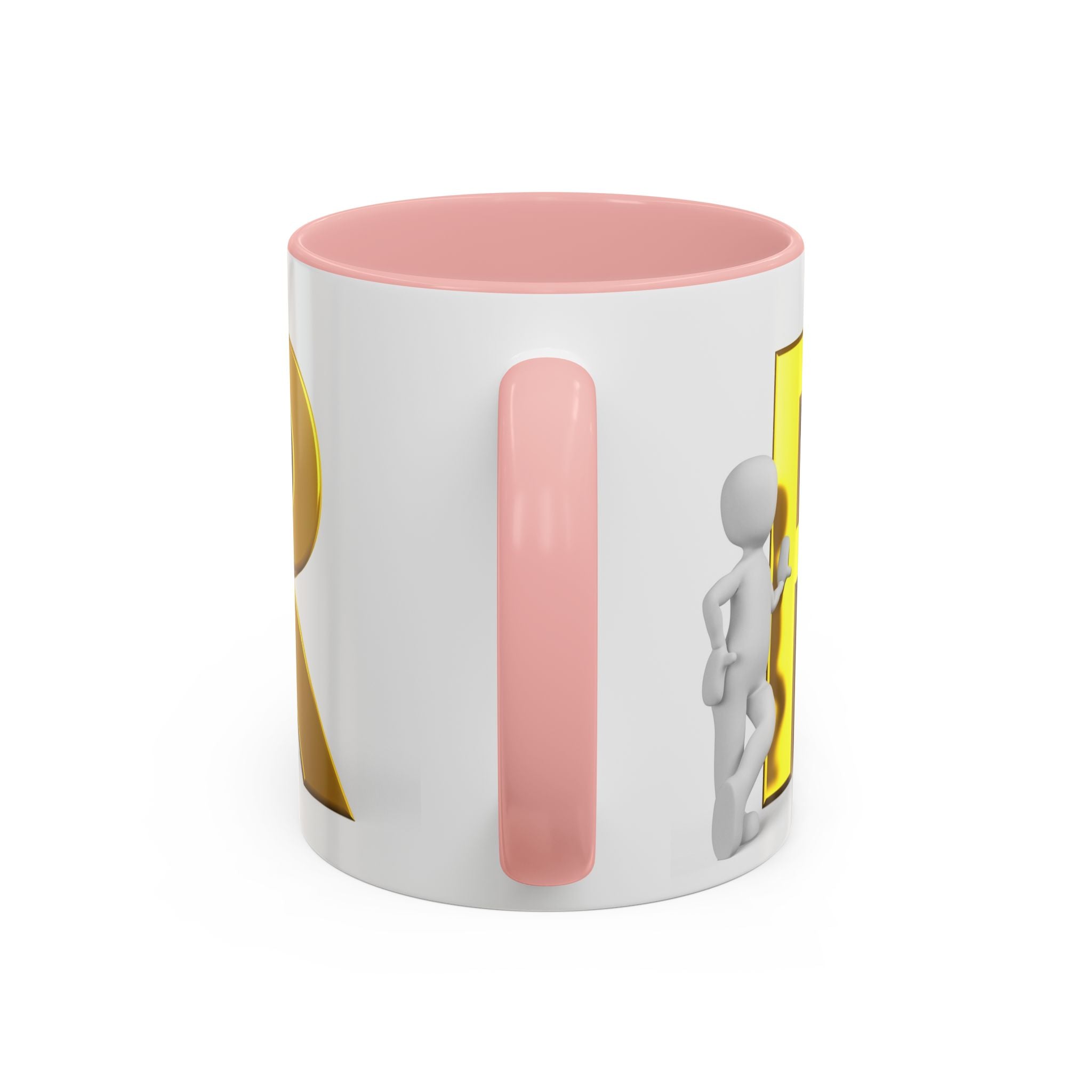 Gold Letter R with 3D Figure Accent Coffee Mug | Monogram Initial Mug