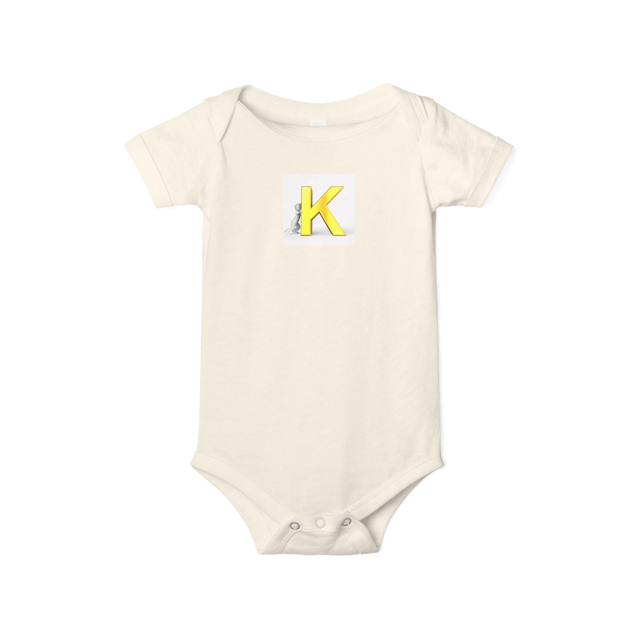 Body bébé monogramme lettre K jaune | Grenouillère bébé initiale
