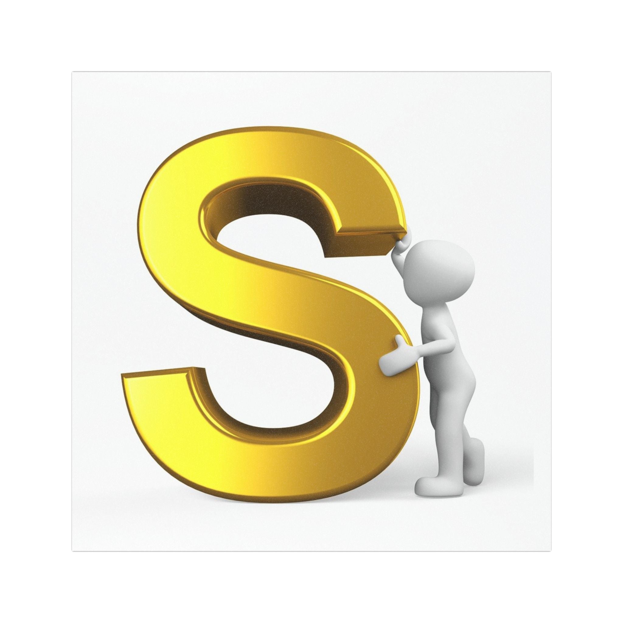Gold 3D Letter S Car Magnet | Initial Monogram Sticker