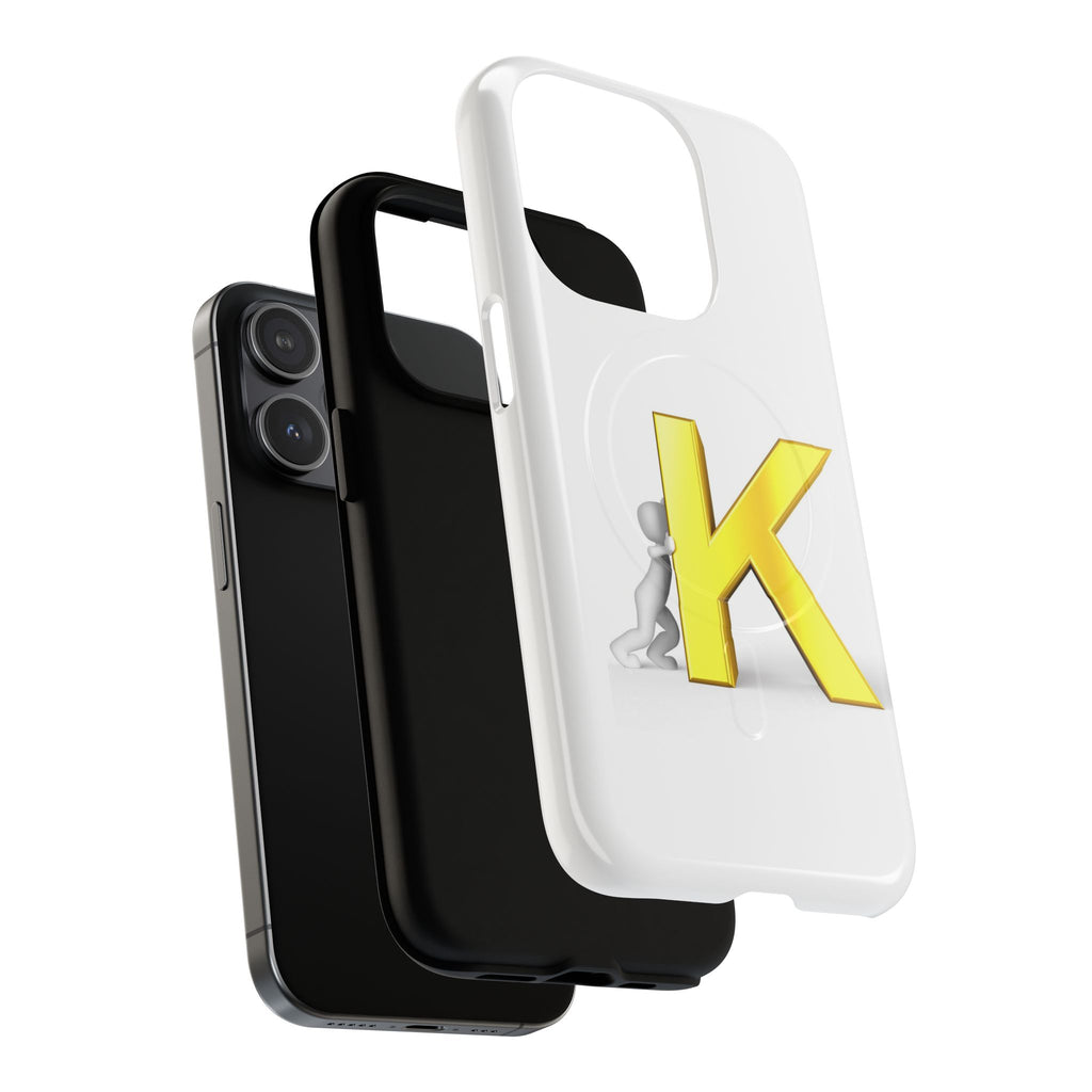 Yellow K Letter Phone Case | Tough Magnetic Case, Monogram Initial K