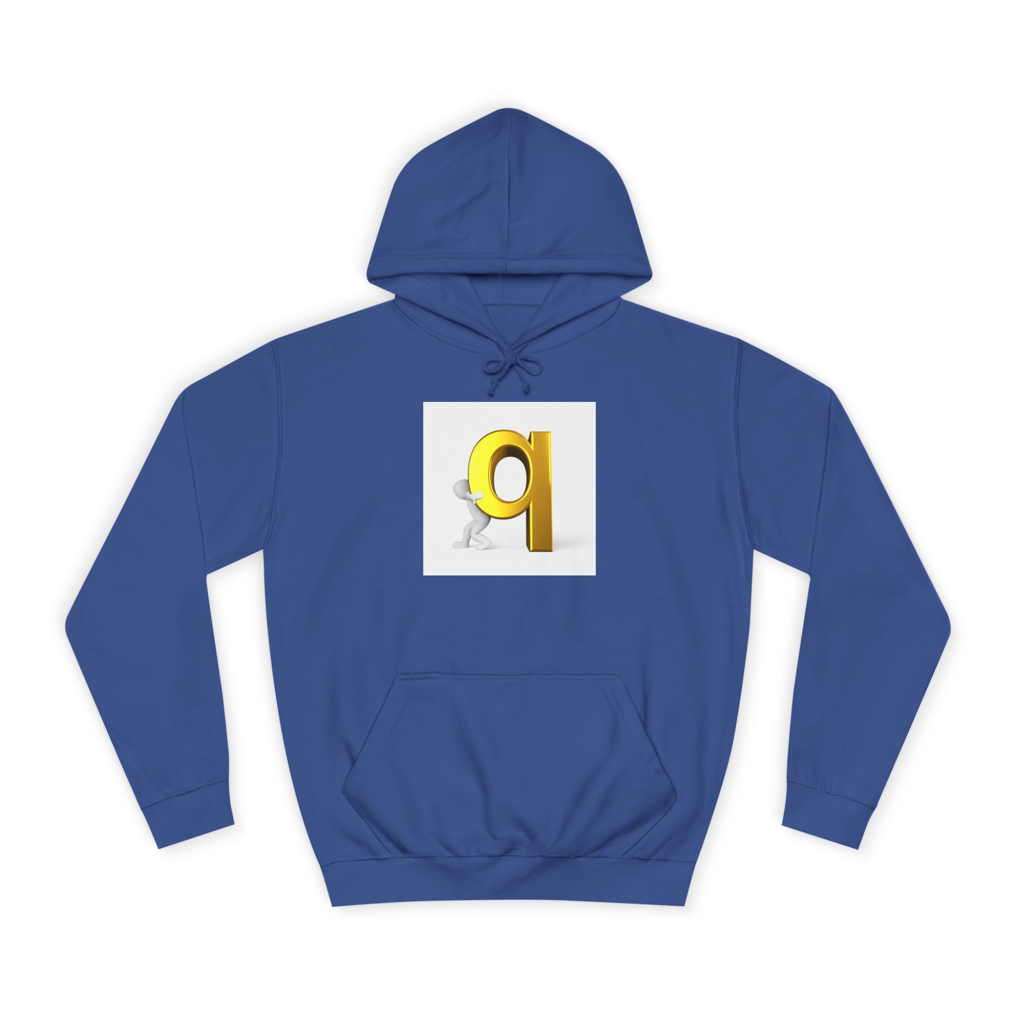 Gold Letter Q Hoodie | 3D Figure Pushing Q Graphic