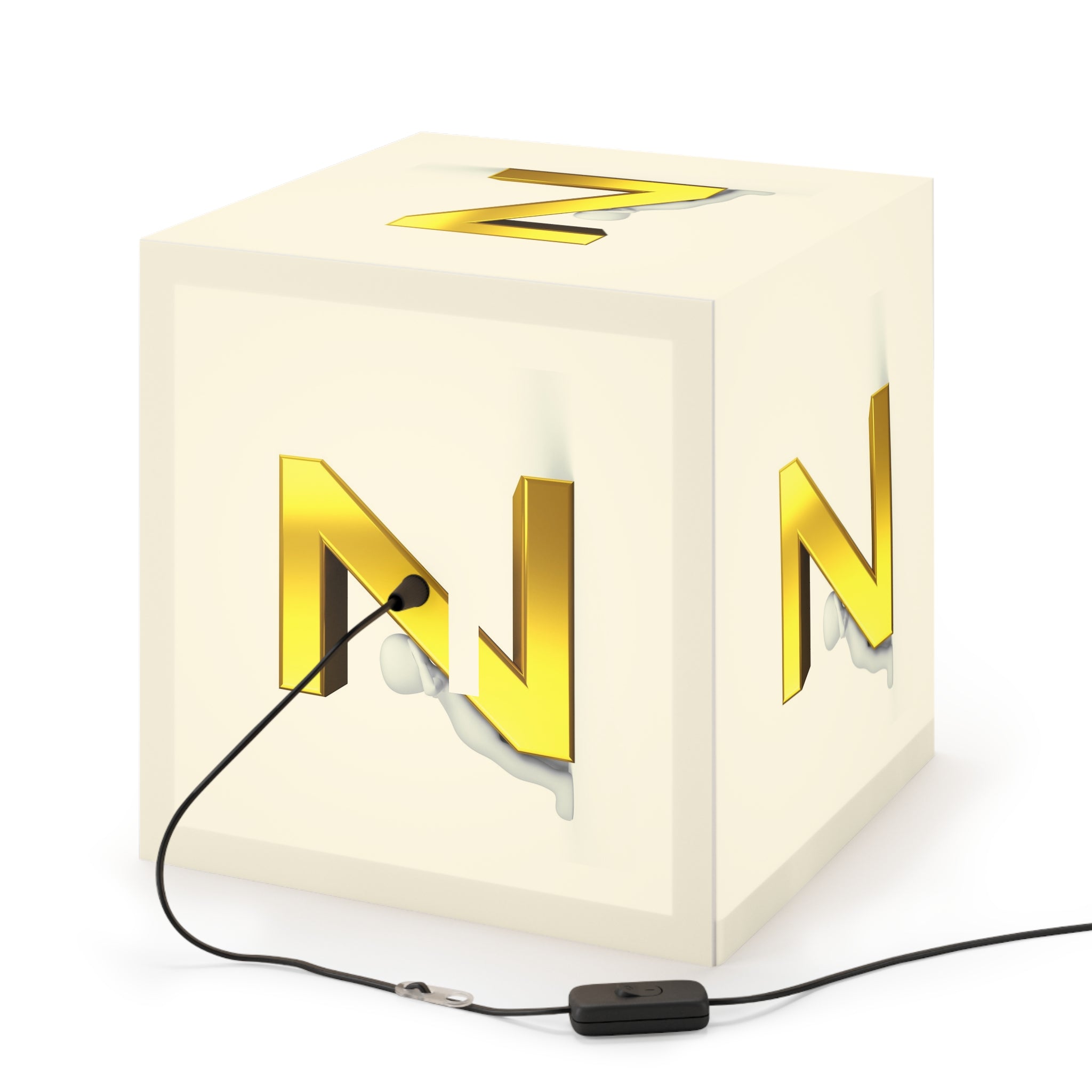 Gold Z Letter Cube Lamp | Modern Decorative Light