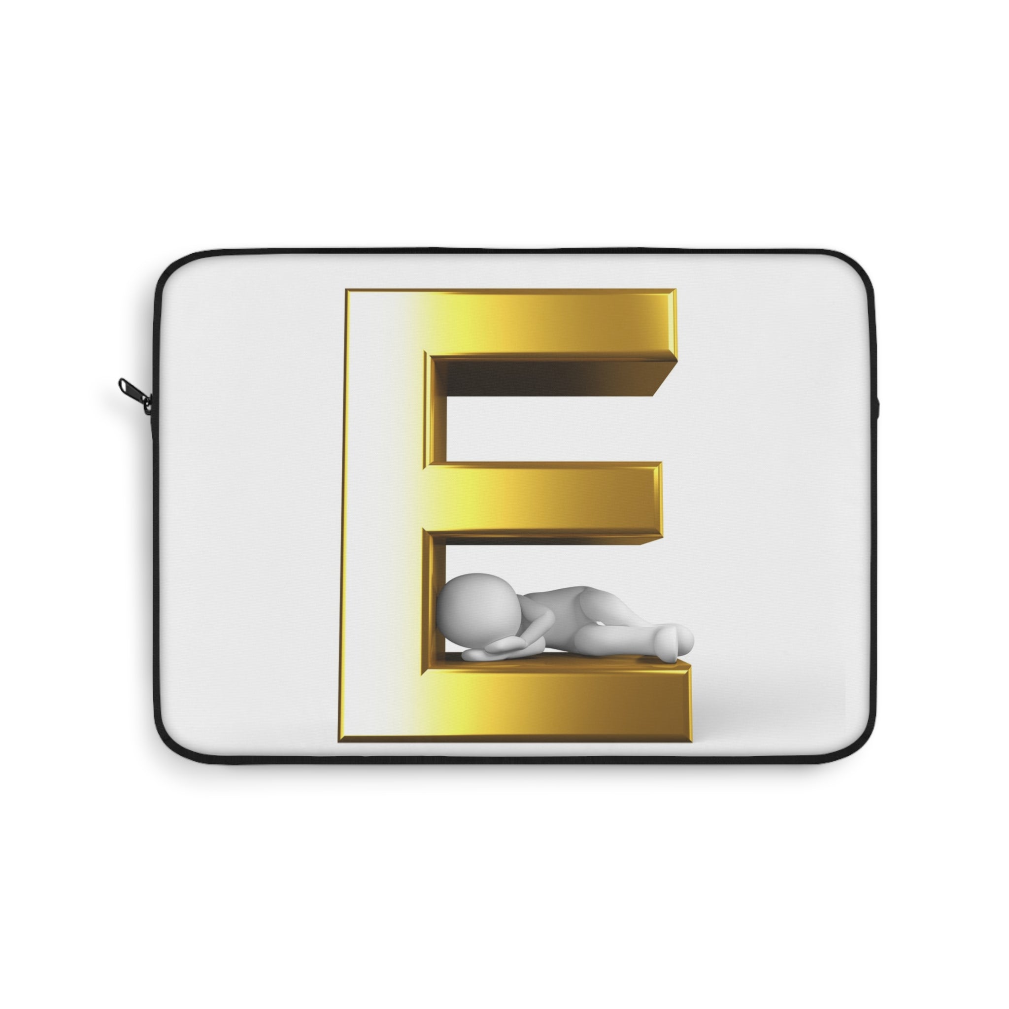 Gold Letter E Monogram Laptop Sleeve | 3D Initial Design