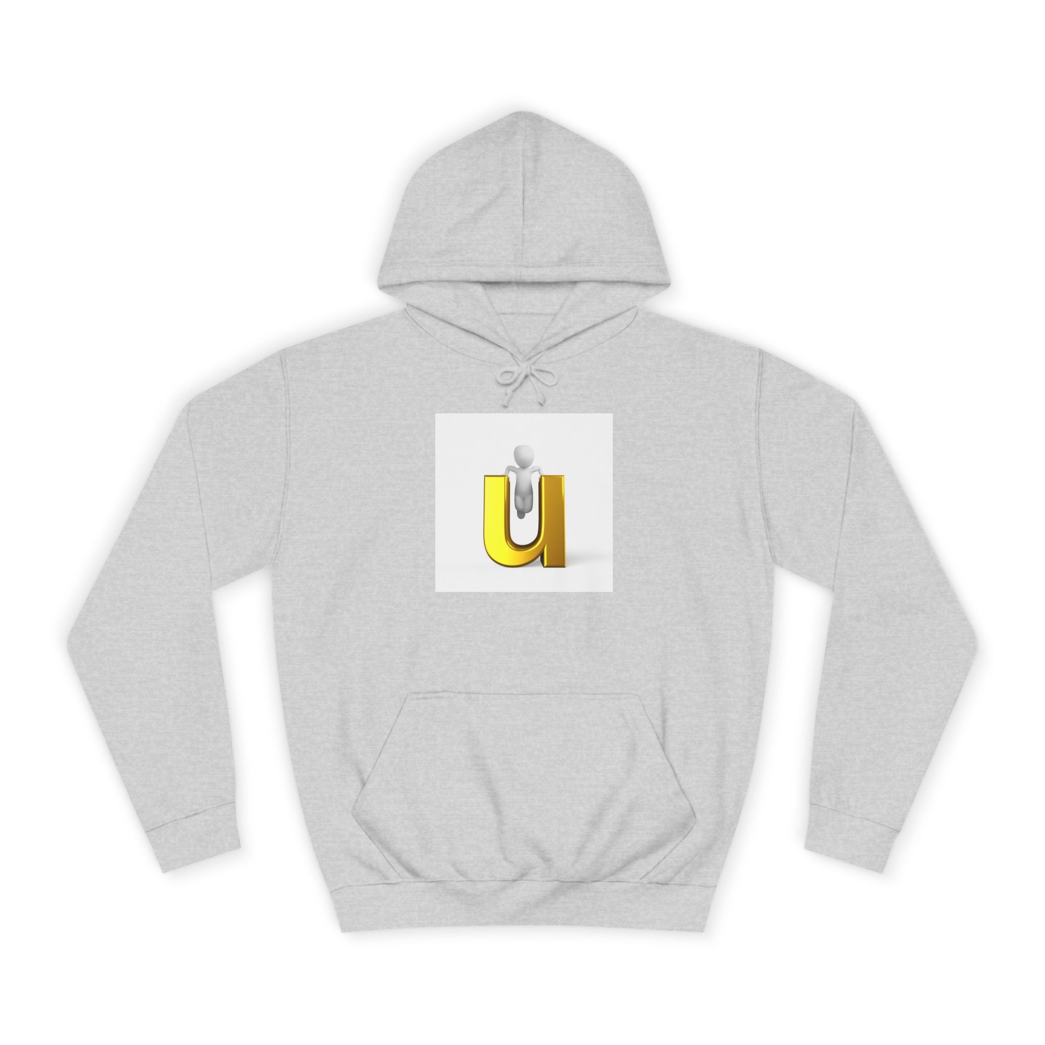 Sweat à capuche lettre U dorée en 3D | Sweat-shirt initial minimaliste