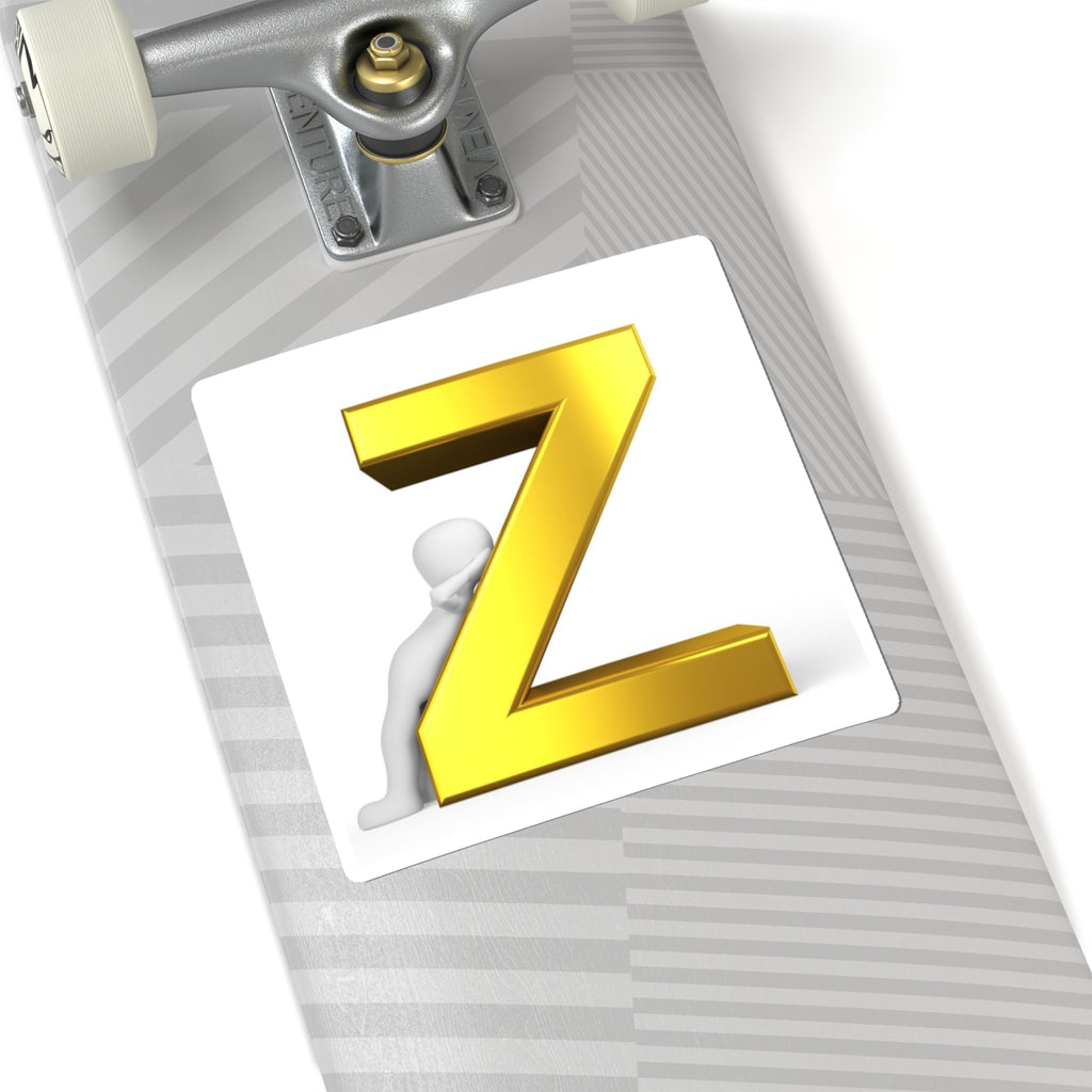 Gold 3D Letter Z Sticker | Alphabet Initial Laptop Decal