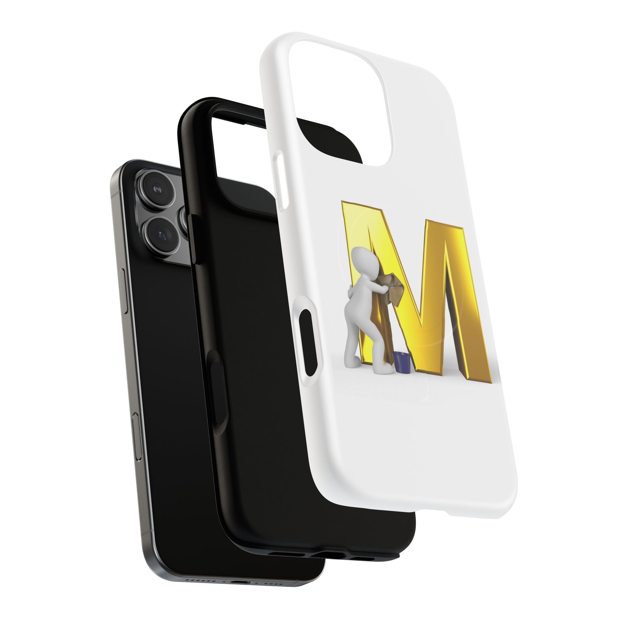 Gold Letter M with Worker Phone Case | Magnetic Tough Case