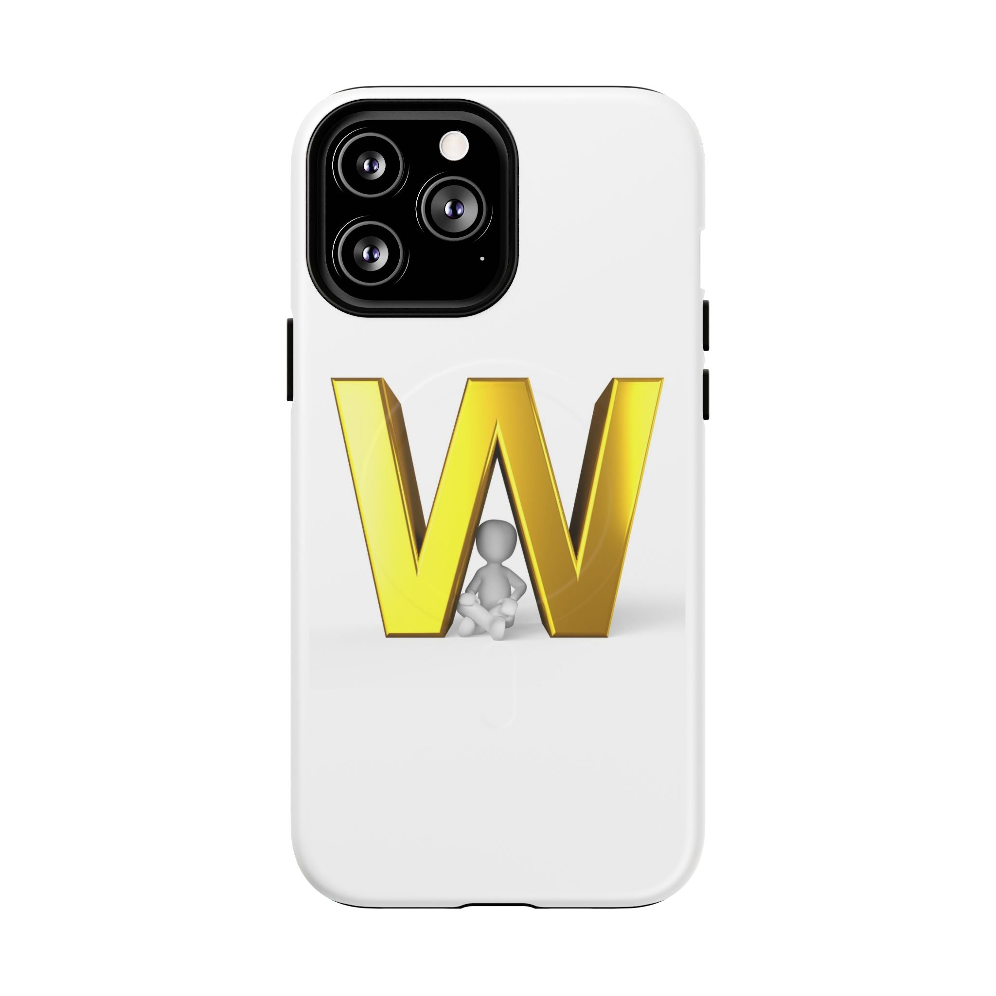 Coque de téléphone à monogramme lettre W or | Coque magnétique résistante