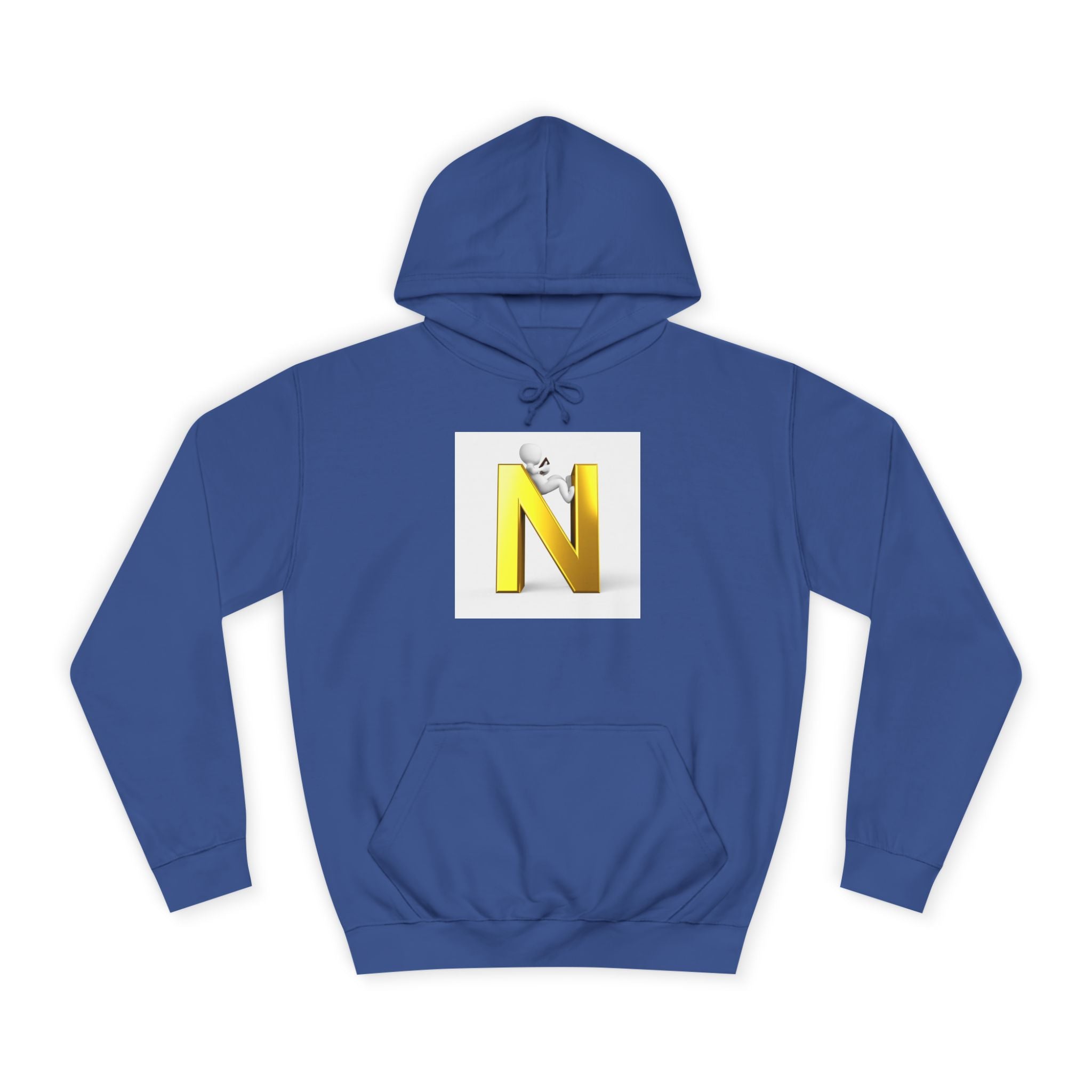 Gold 3D Letter N with Climbing Figure Hoodie | Initial Monogram Pullover