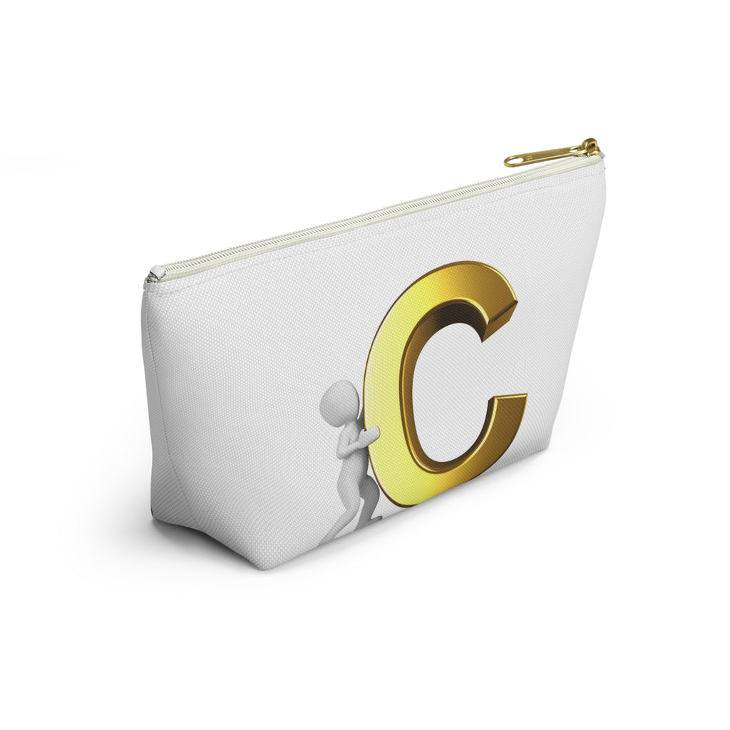Gold Letter C Monogram Accessory Pouch | Initial Cosmetic Bag
