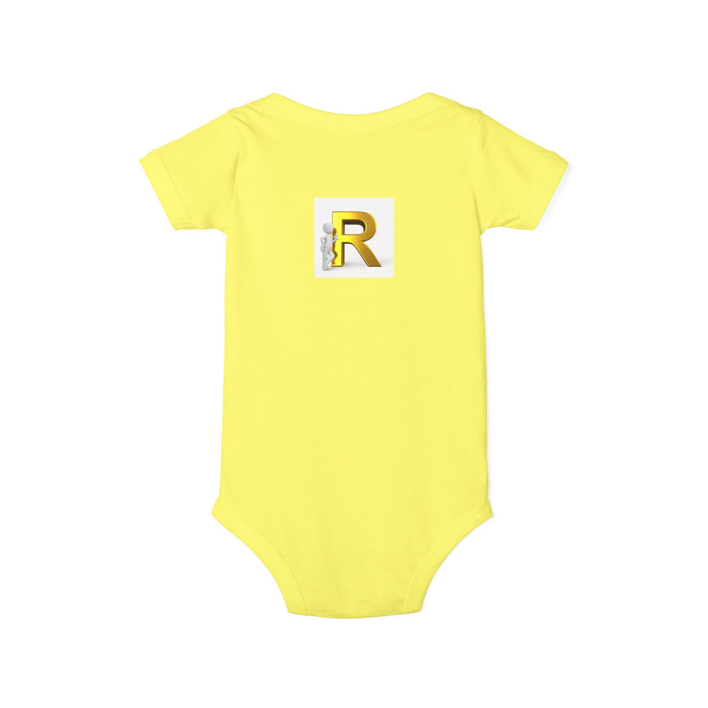 Gold Letter R Monogram Infant Onesie | Baby Bodysuit