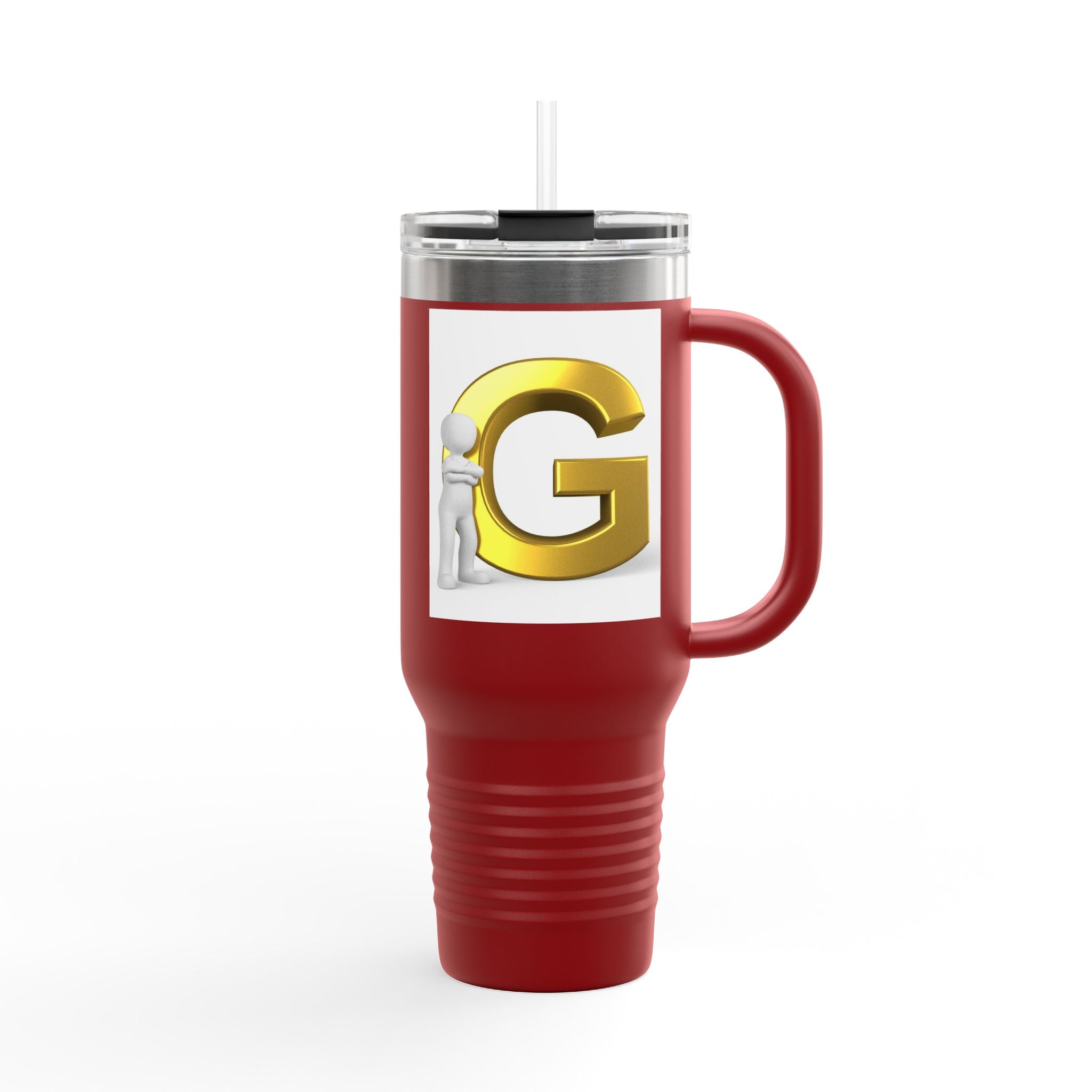 Gold 3D Letter G Initial Travel Mug 40oz | Insulated Tumbler
