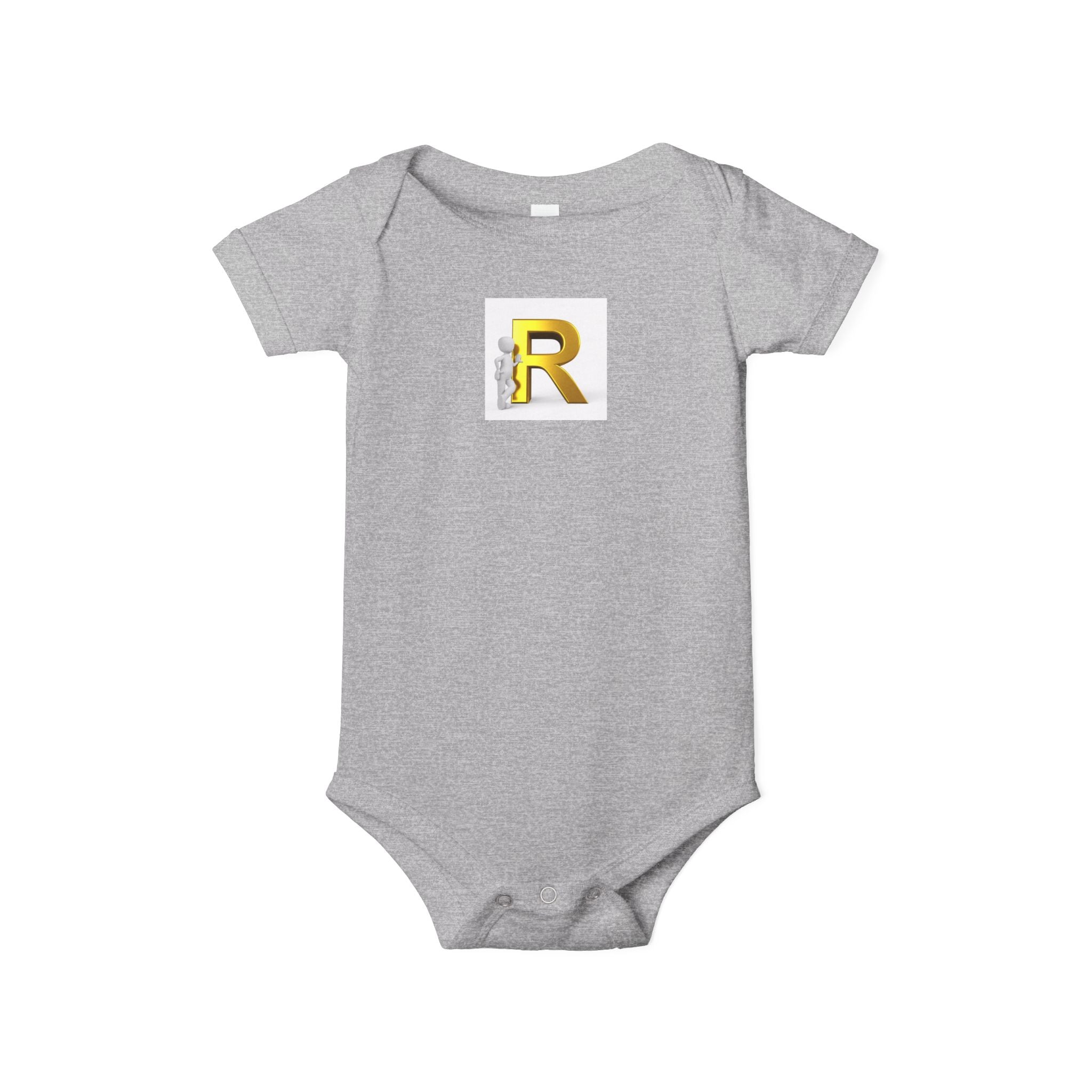 Gold Letter R Monogram Infant Onesie | Baby Bodysuit