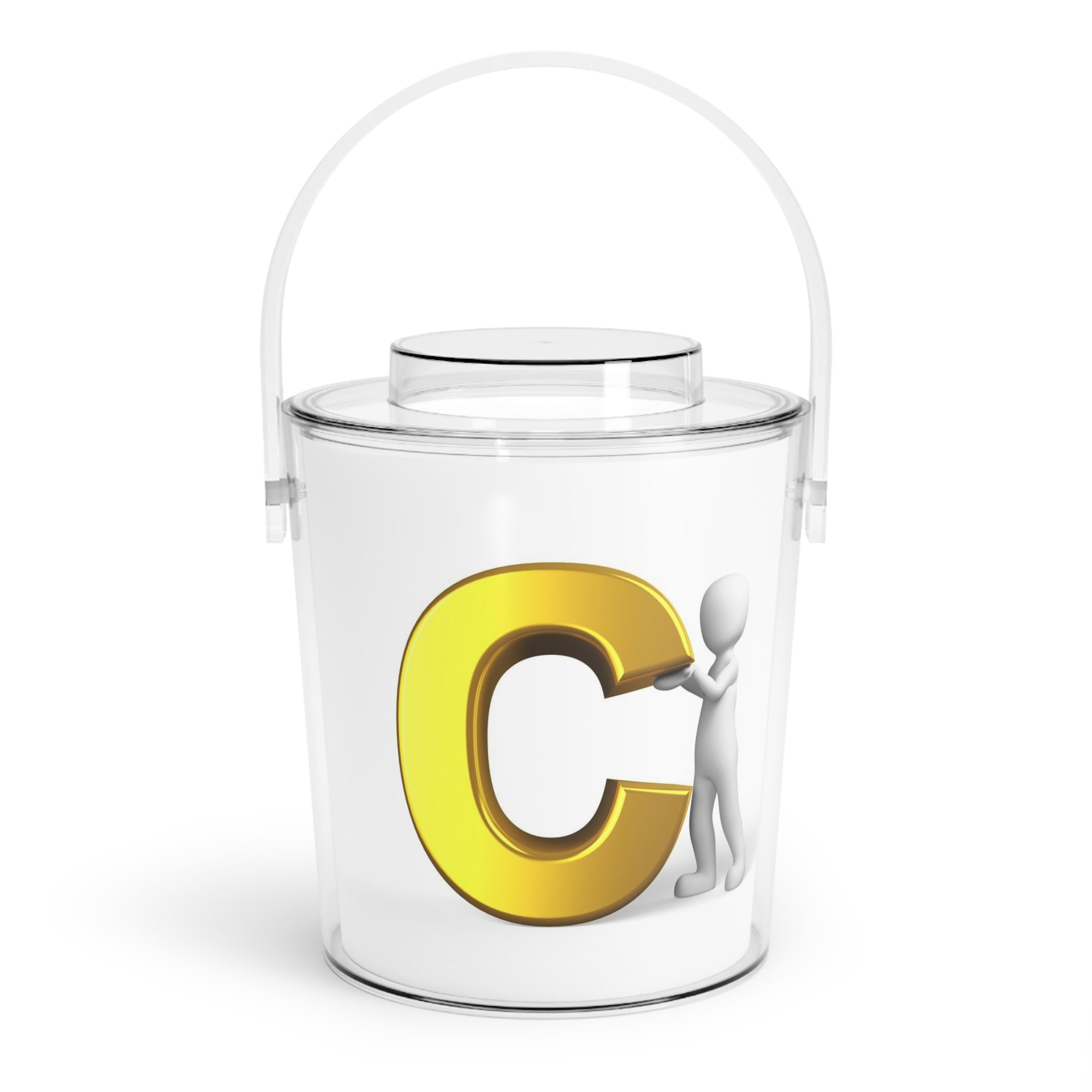 Gold Letter C Monogram Ice Bucket | Acrylic Ice Bucket with Handle