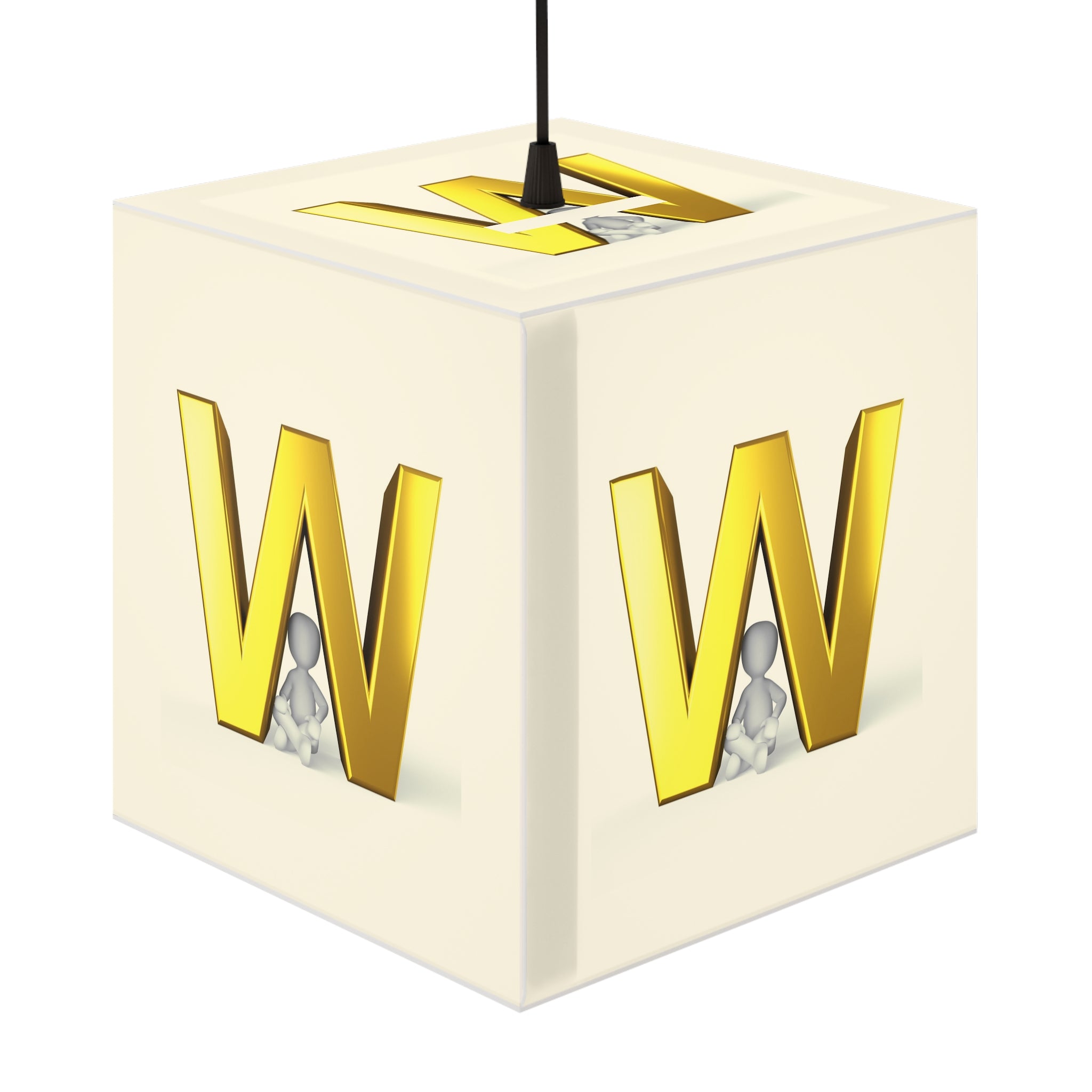 Gold Letter W Light Cube Lamp | Monogram Initial Nightlight