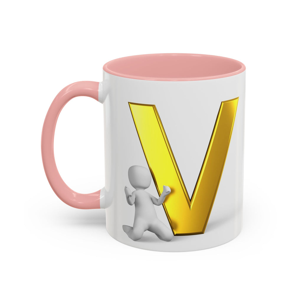 Gold Letter V Mug | Accent Coffee Mug 11oz 15oz