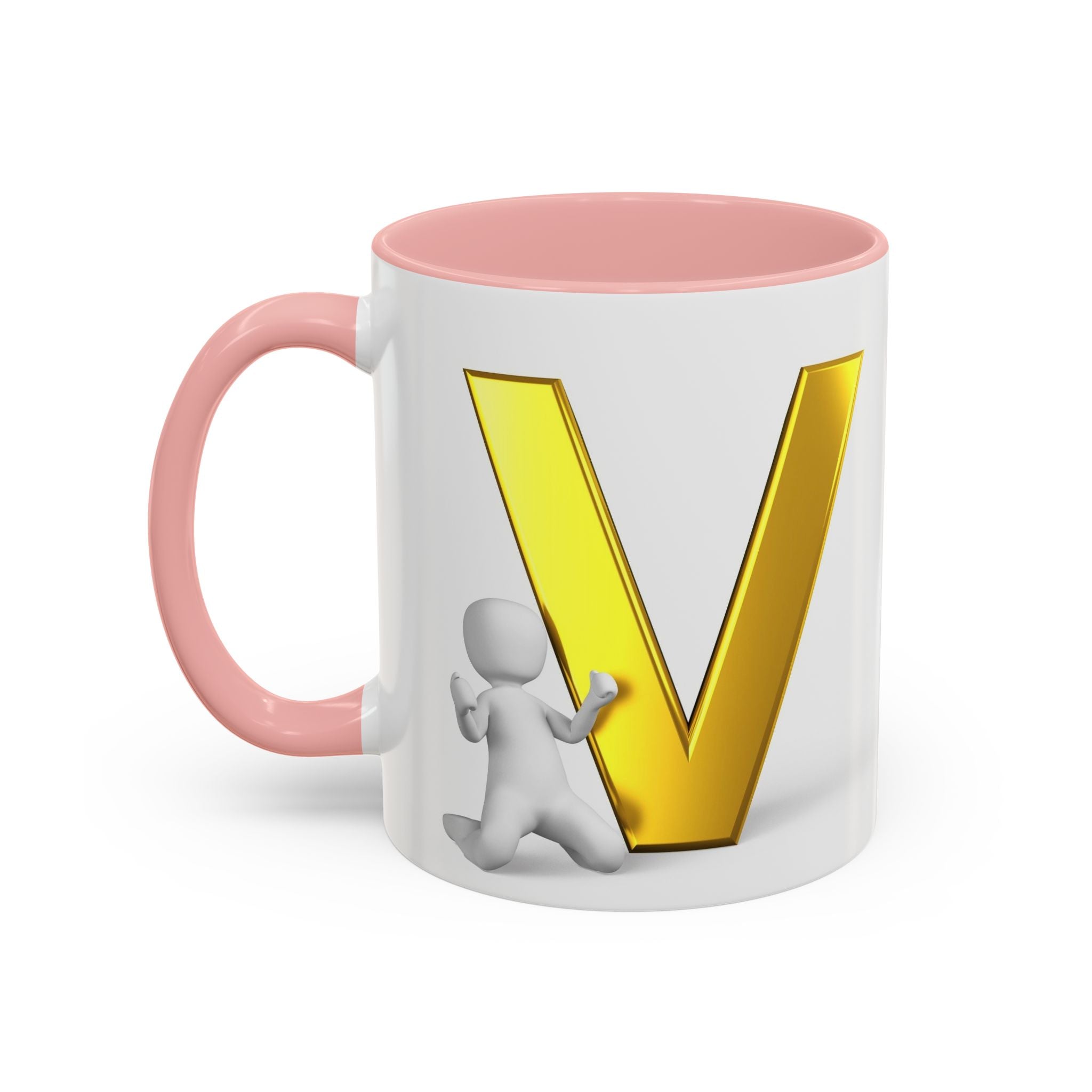 Gold Letter V Mug | Accent Coffee Mug 11oz 15oz
