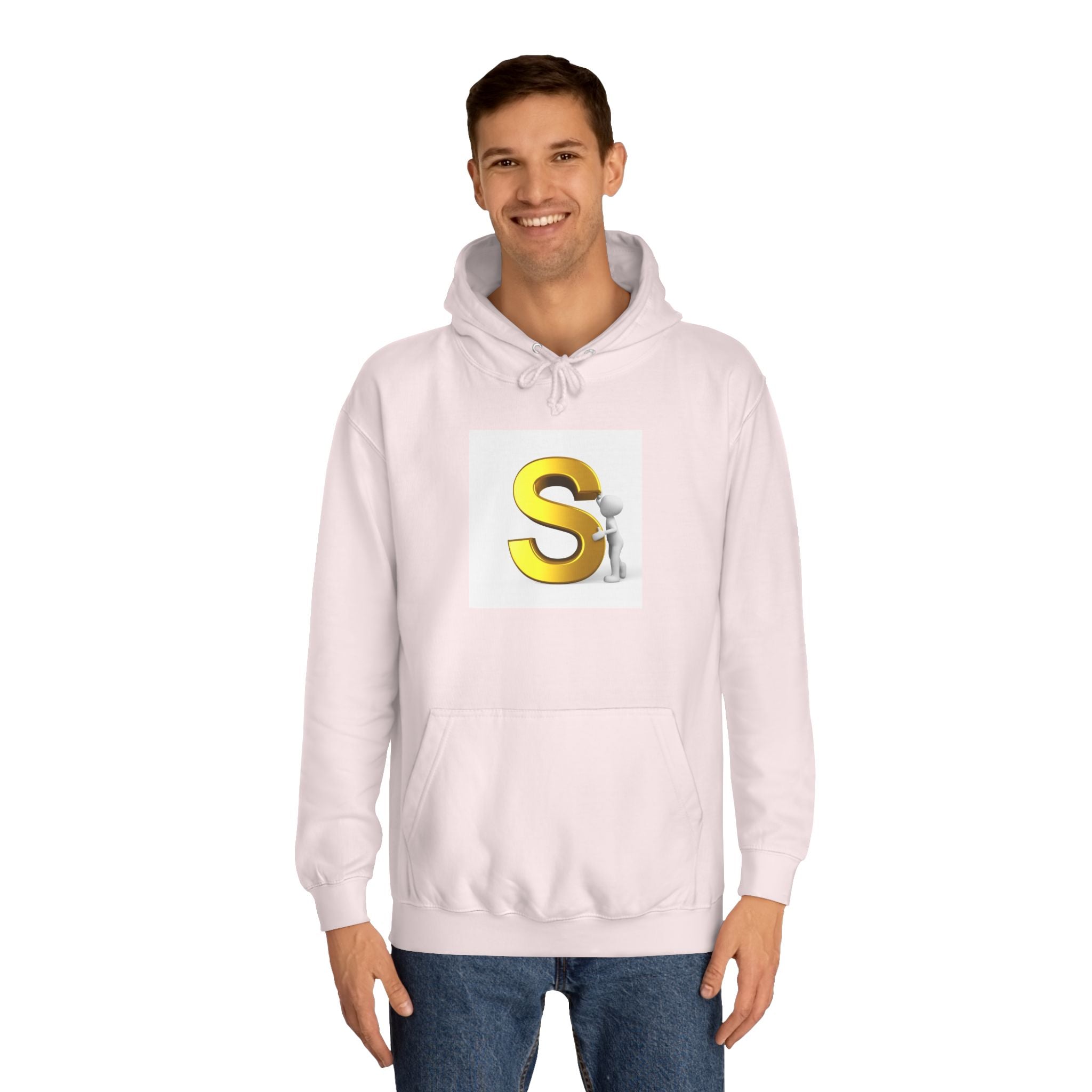 Gold Letter S with Character Hoodie | Initial Monogram Sweatshirt