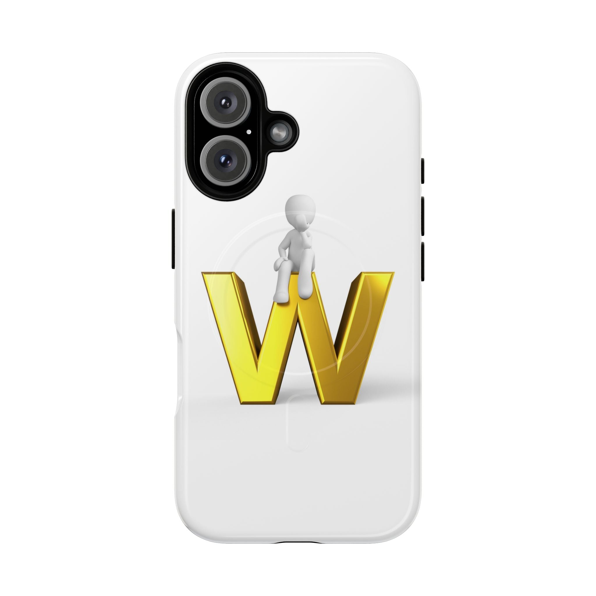 Coque de téléphone magnétique robuste avec figurine 3D sur fond doré