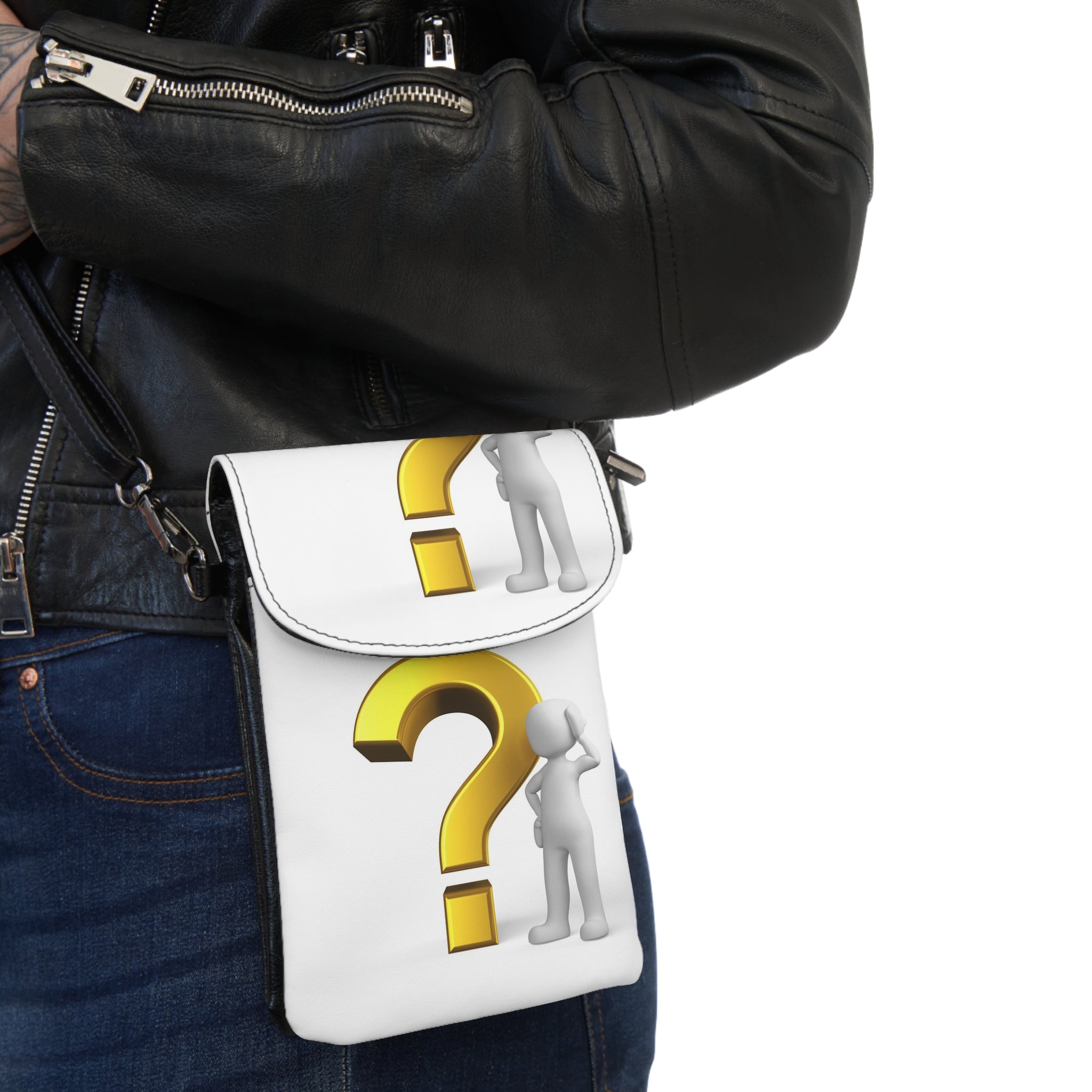 3D Question Mark Figure Small Cell Phone Wallet | Crossbody Phone Pouch