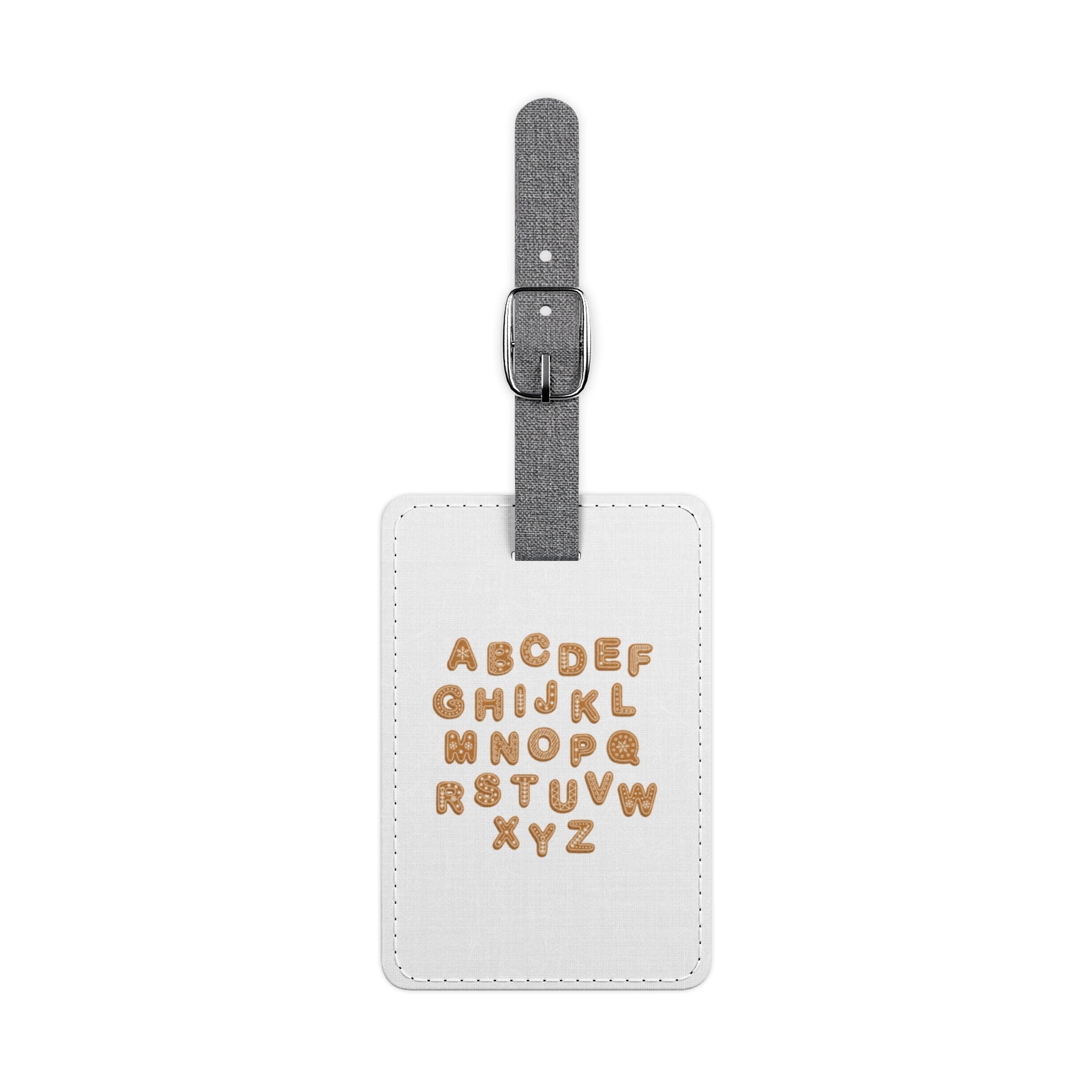 Étiquette à bagages alphabétique en aquarelle marron | Polyester Saffiano rectangulaire