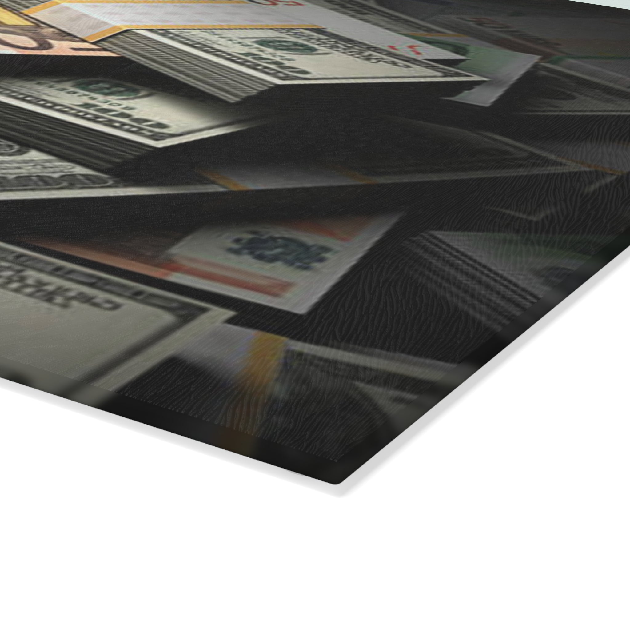 Stacks of Cash Glass Cutting Board | Money Print Kitchen Decor