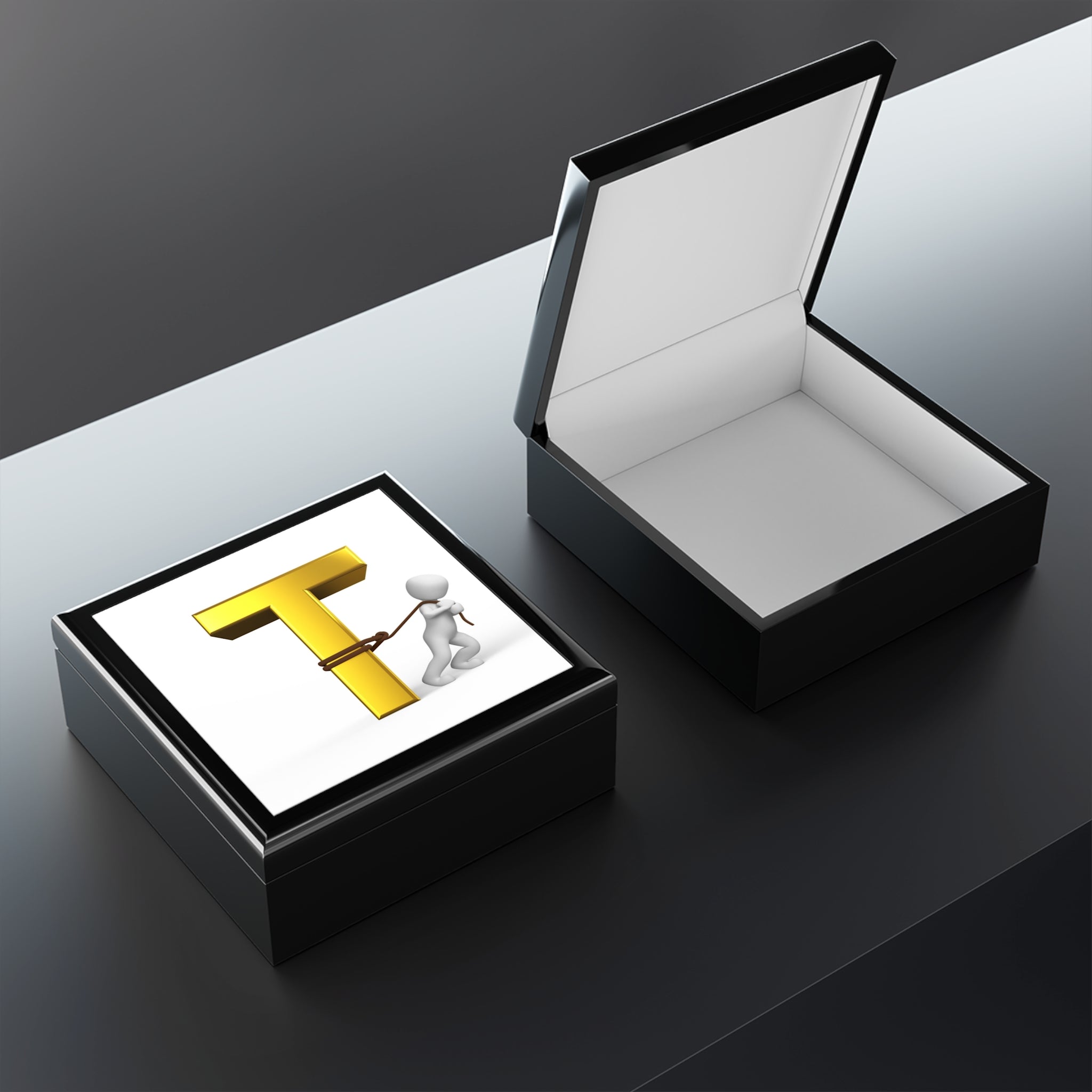 Letter T Sculpture Jewelry Box | Initial Monogram Keepsake
