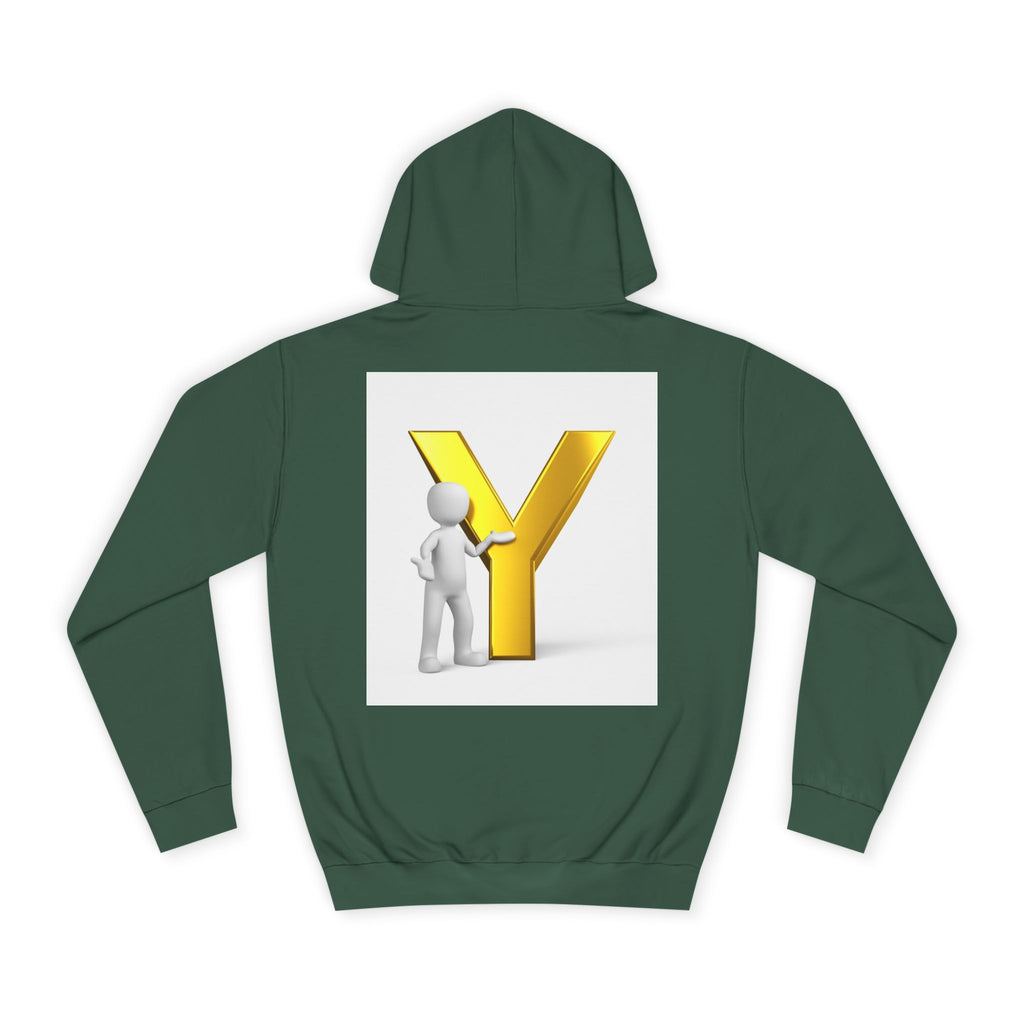 3D Gold Letter Y with Figure Hoodie | Initial Monogram Sweatshirt
