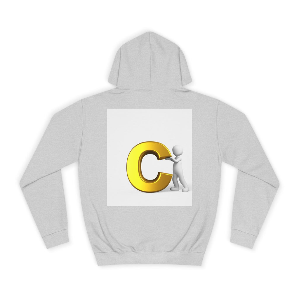 3D Yellow Letter C with Character Hoodie | Initial Monogram Sweatshirt