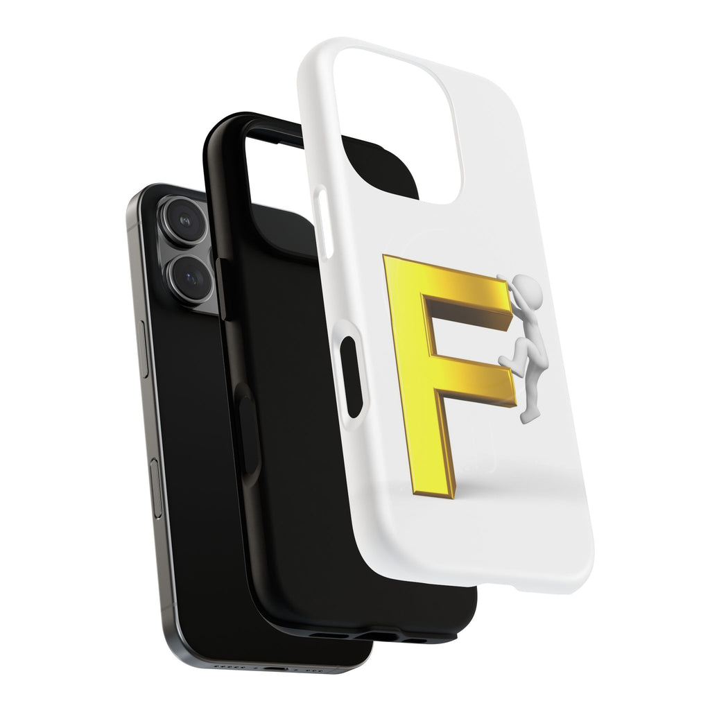 3D Gold Letter F Climber Phone Case | Magnetic Tough Case