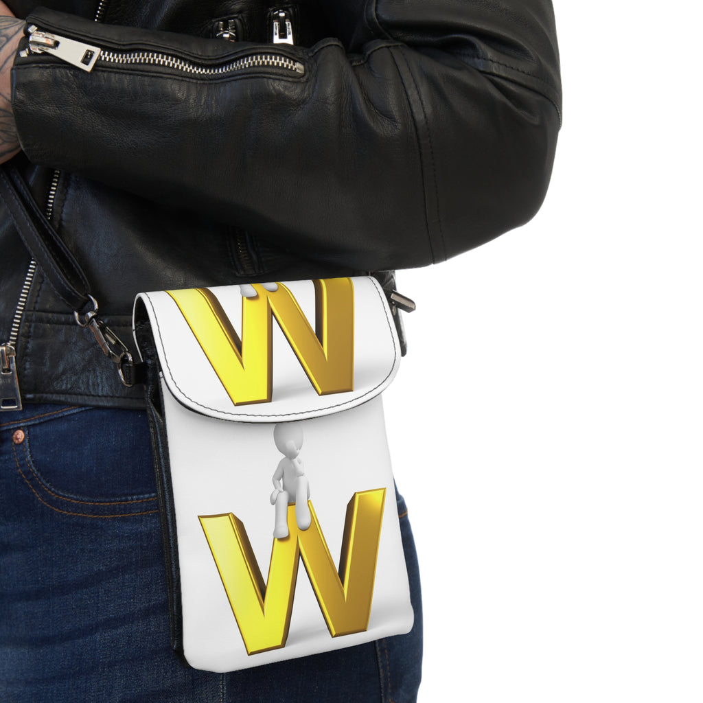 Gold Letter W Monogram Small Cell Phone Wallet | Crossbody Phone Pouch