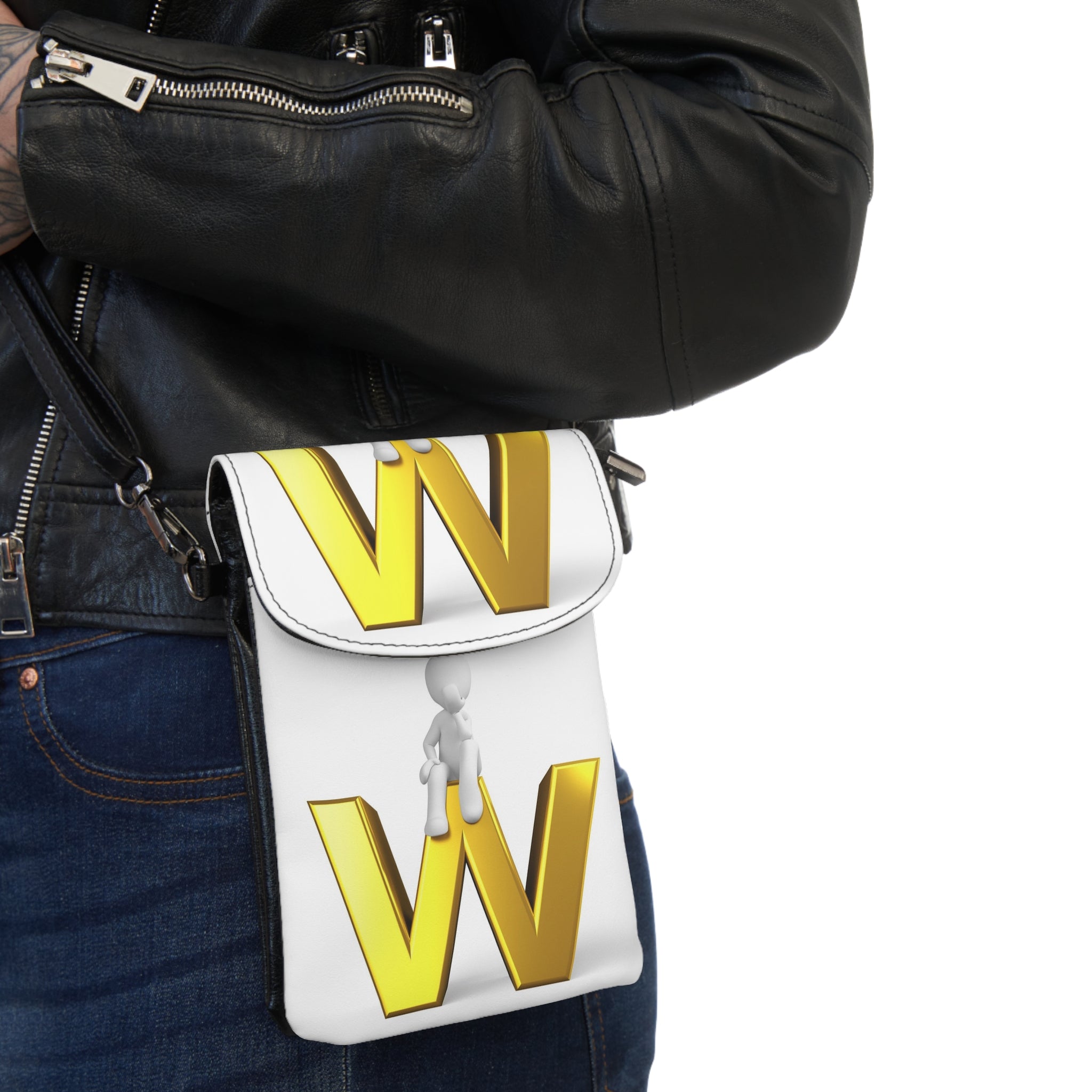 Gold Letter W Monogram Small Cell Phone Wallet | Crossbody Phone Pouch