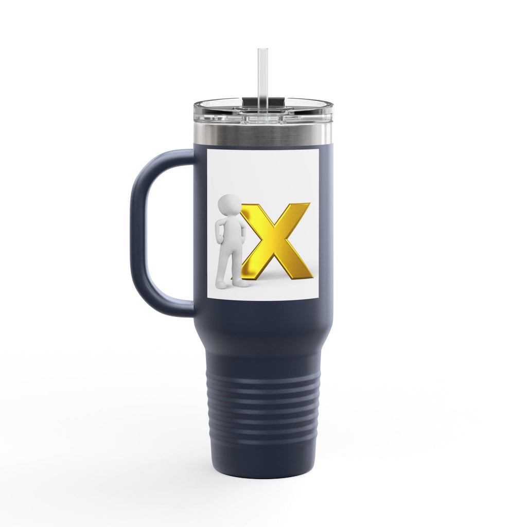 3D Stick Figure with Gold X Travel Mug | 40oz Insulated Tumbler