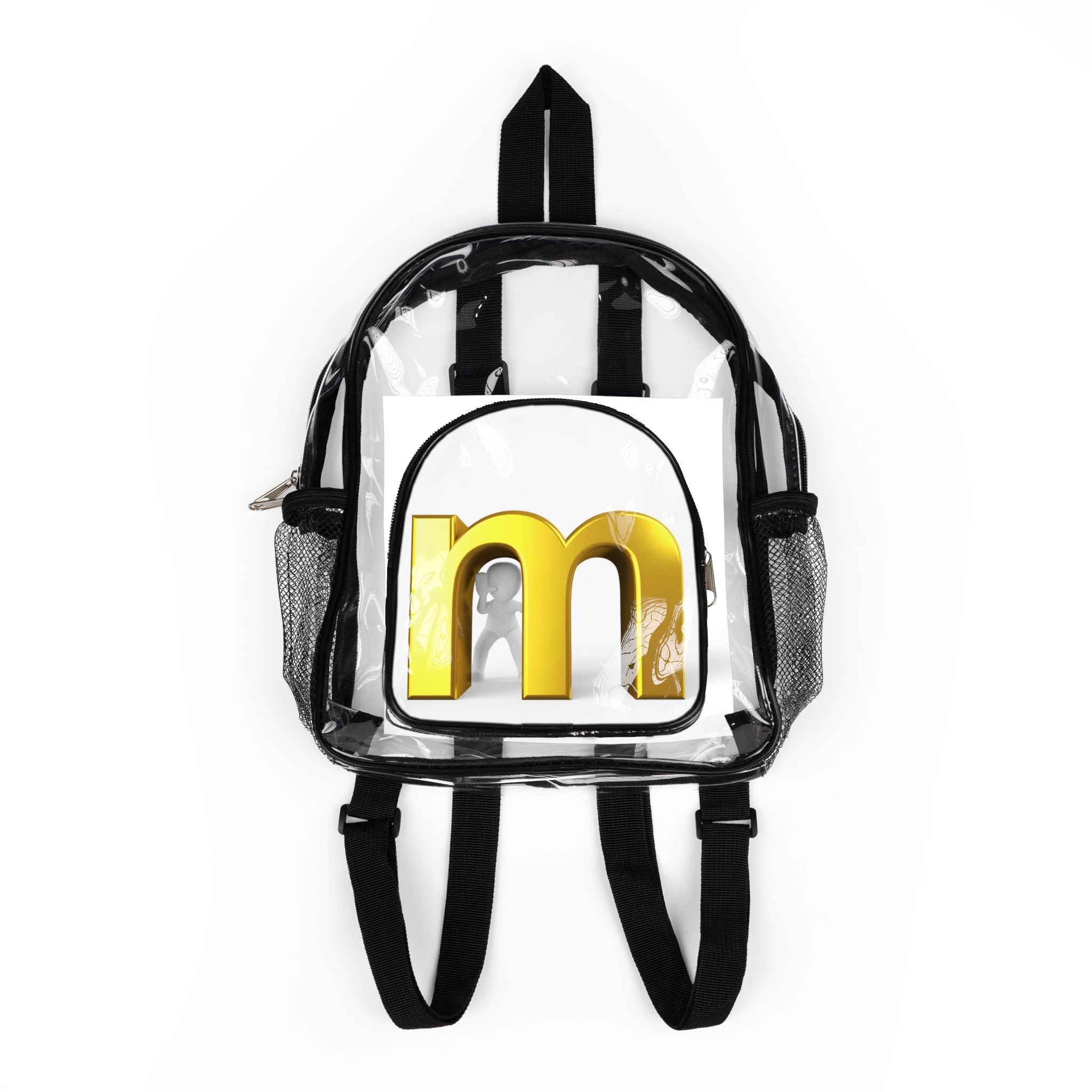 Gold Letter M Clear Stadium Backpack | Transparent School Bag