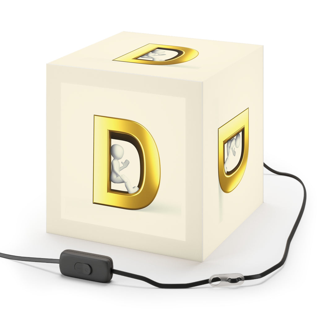 Golden Letter D Light Cube Lamp | Monogram Initial Table Lamp